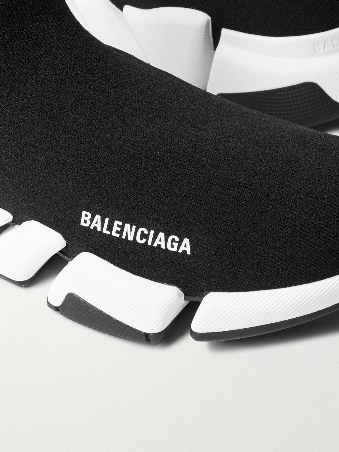 Shop Balenciaga Speed 2.0 Logo-print Stretch-knit Slip-on Sneakers In Black