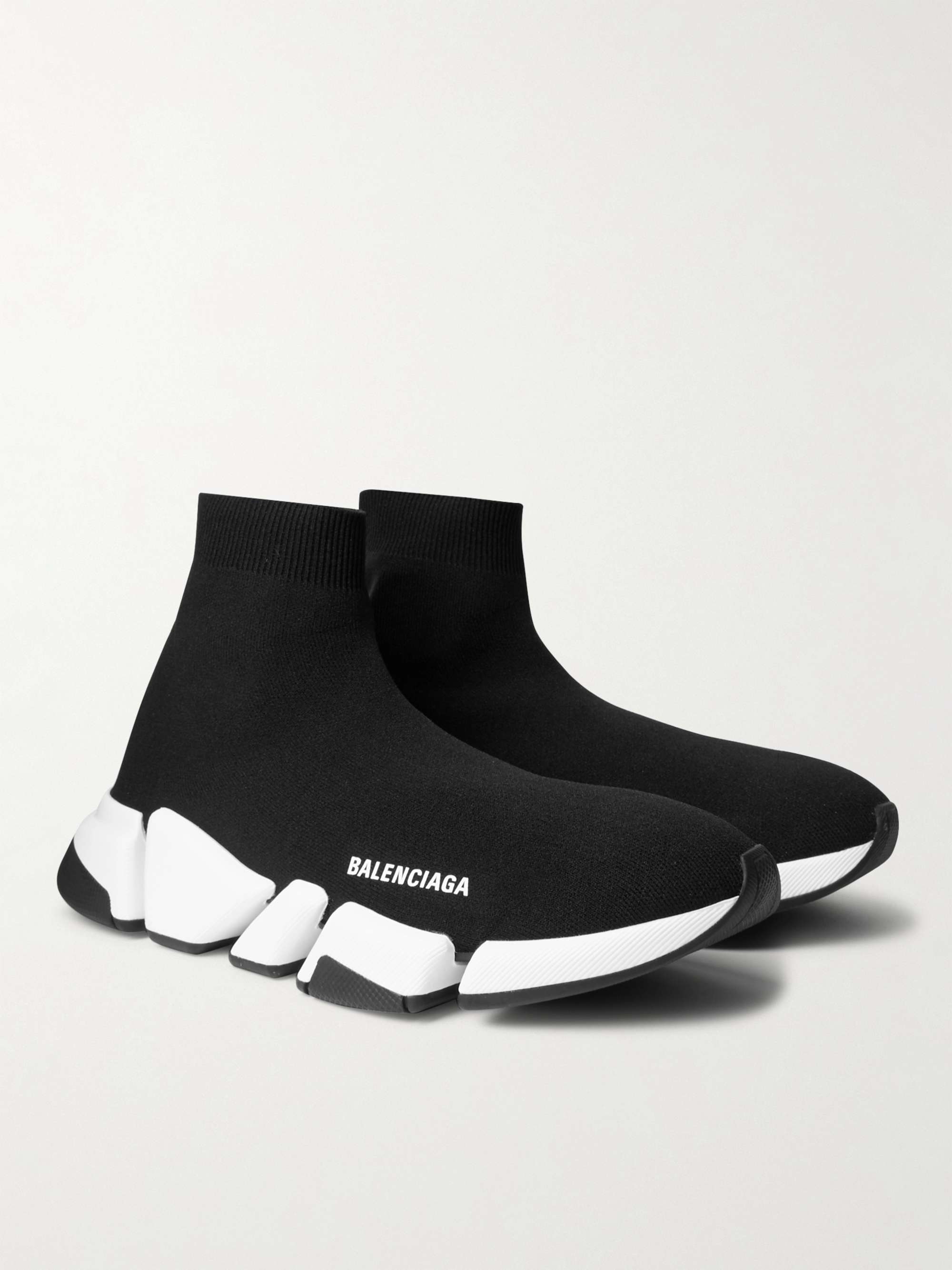 BALENCIAGA Speed 2.0 Logo-Print Stretch-Knit Slip-On Sneakers