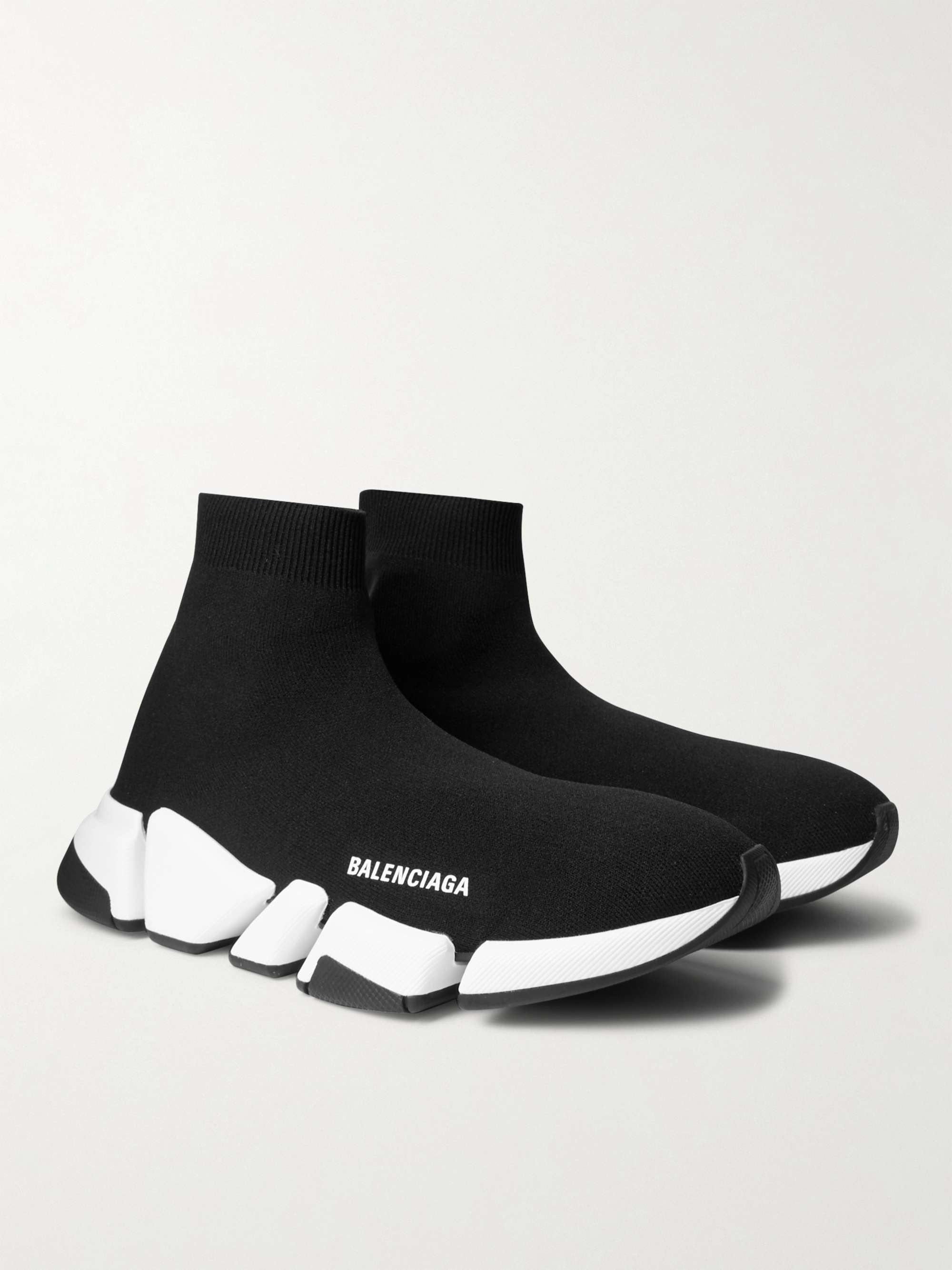 BALENCIAGA Speed 2.0 Logo-Print Stretch-Knit Slip-On Sneakers for Men ...