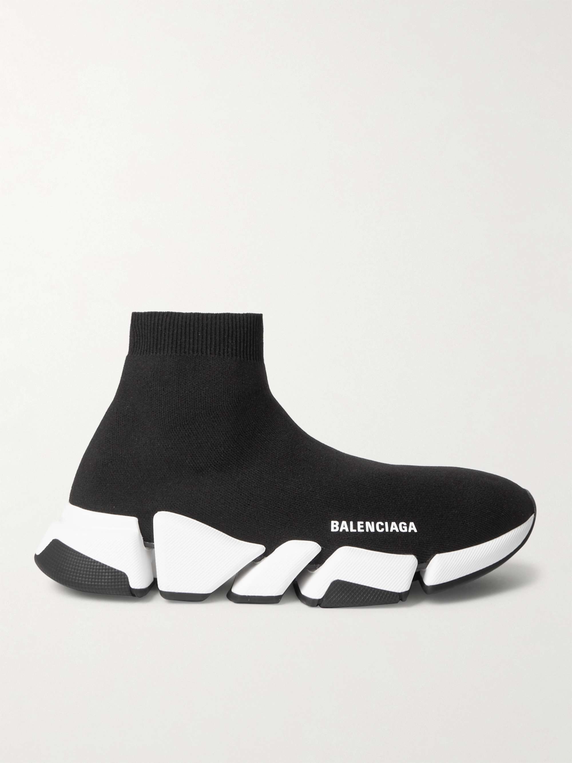 BALENCIAGA Speed 2.0 Logo-Print Stretch-Knit Slip-On Sneakers
