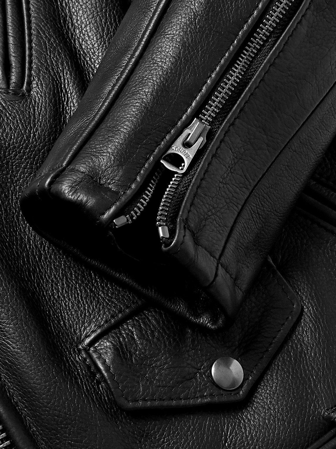 Shop Schott Perfecto Leather Biker Jacket In Black