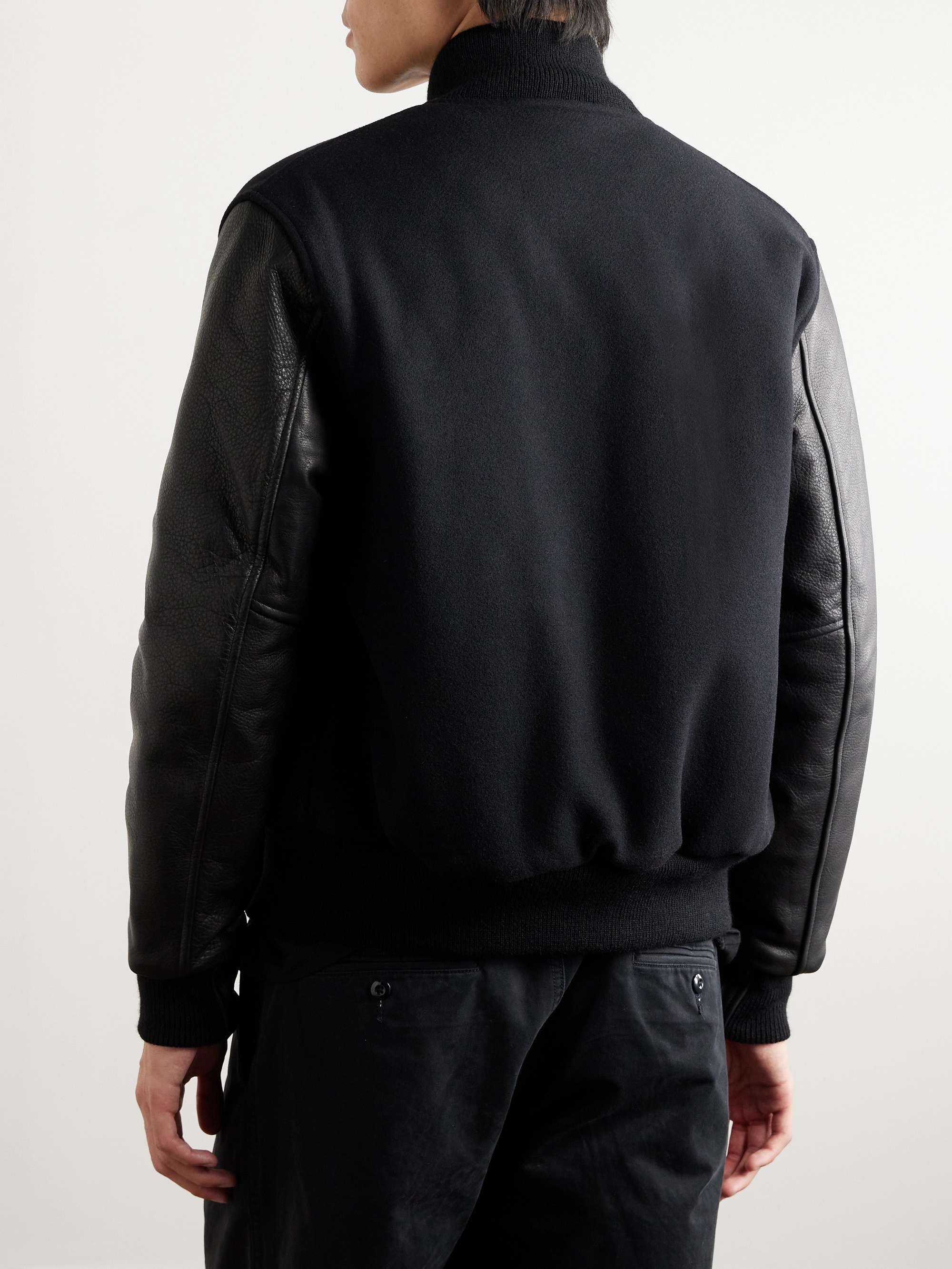 GOLDEN BEAR The Albany Wool-Blend and Leather Bomber Jacket
