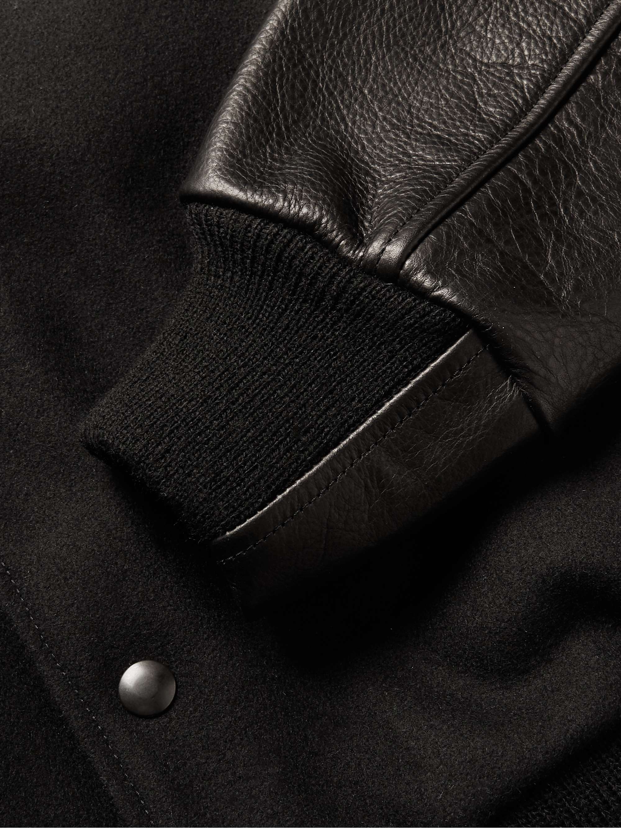GOLDEN BEAR The Albany Wool-Blend and Leather Bomber Jacket