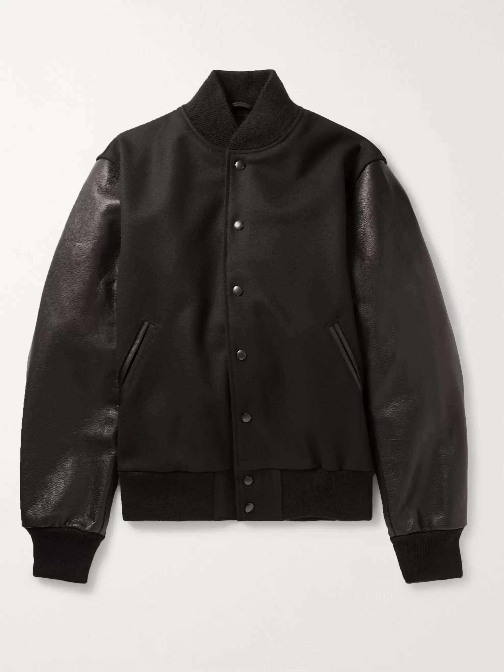 GOLDEN BEAR The Albany Wool-Blend and Leather Bomber Jacket