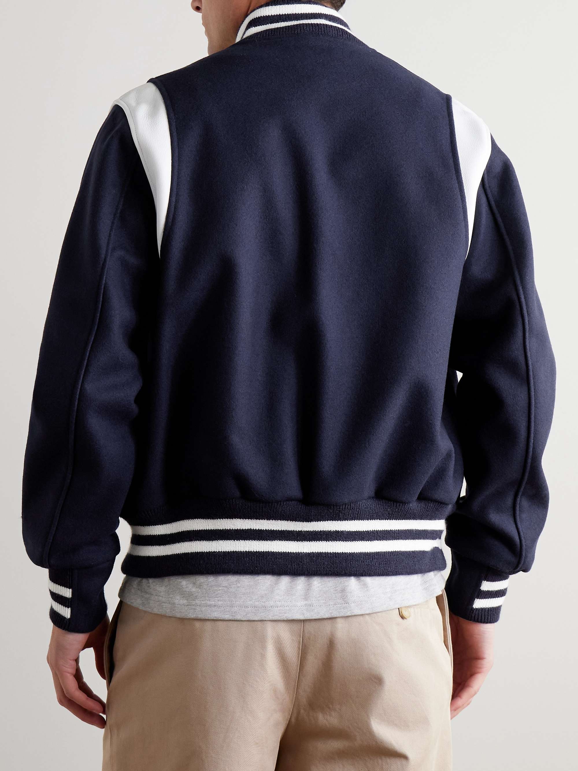 GOLDEN BEAR The Hayes Leather-Trimmed Wool-Blend Varsity Jacket