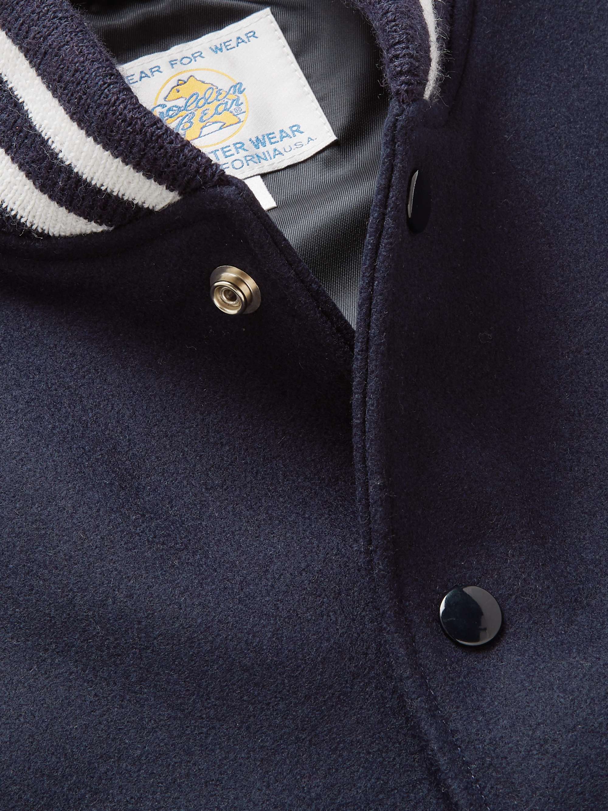 GOLDEN BEAR The Hayes Leather-Trimmed Wool-Blend Varsity Jacket
