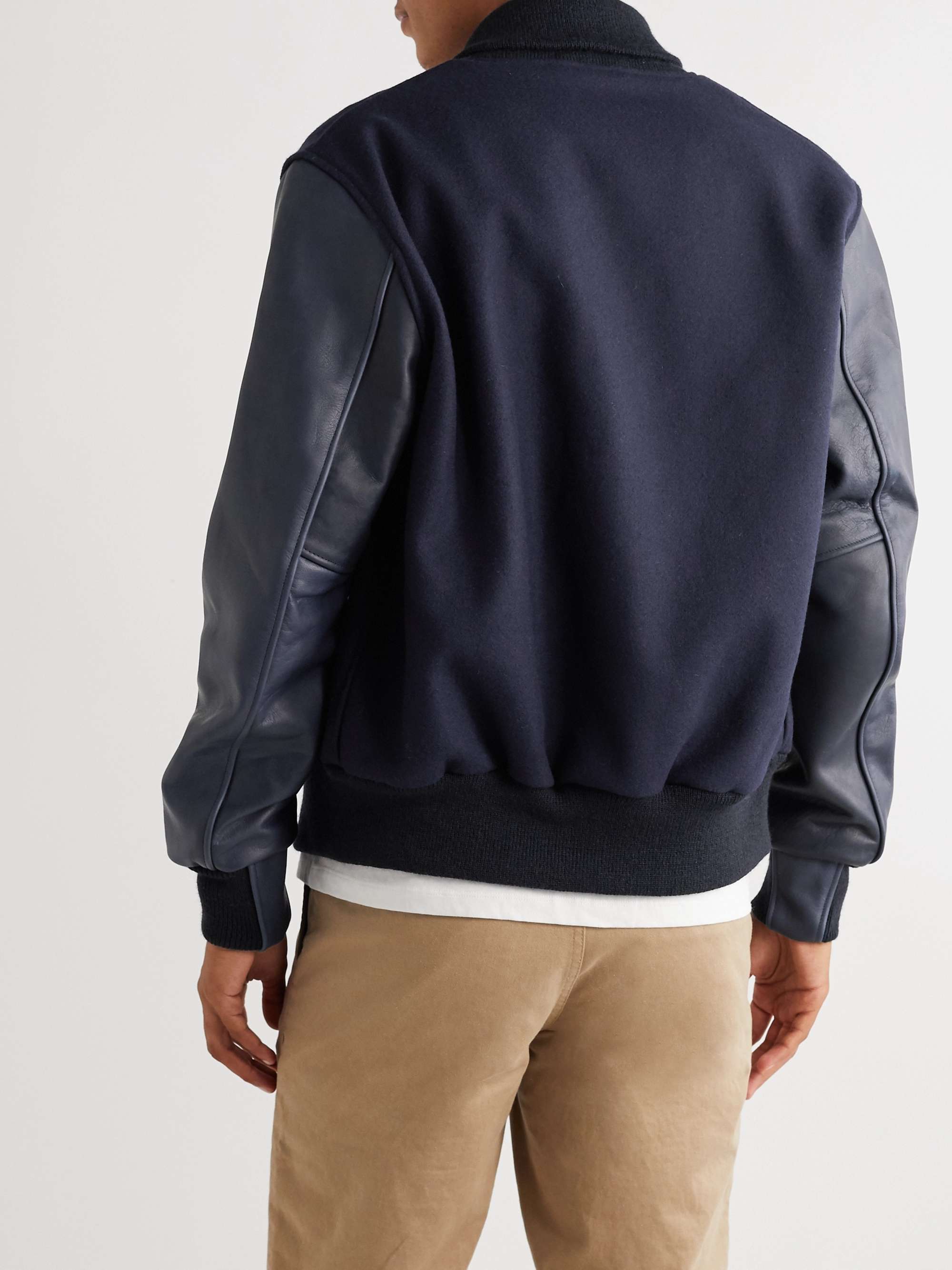 GOLDEN BEAR The Albany Wool-Blend and Leather Bomber Jacket
