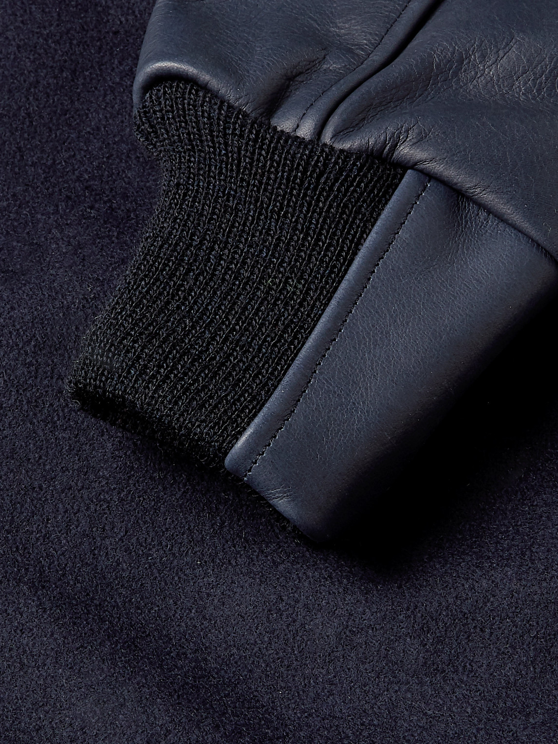 GOLDEN BEAR THE ALBANY WOOL-BLEND AND LEATHER VARSITY JACKET