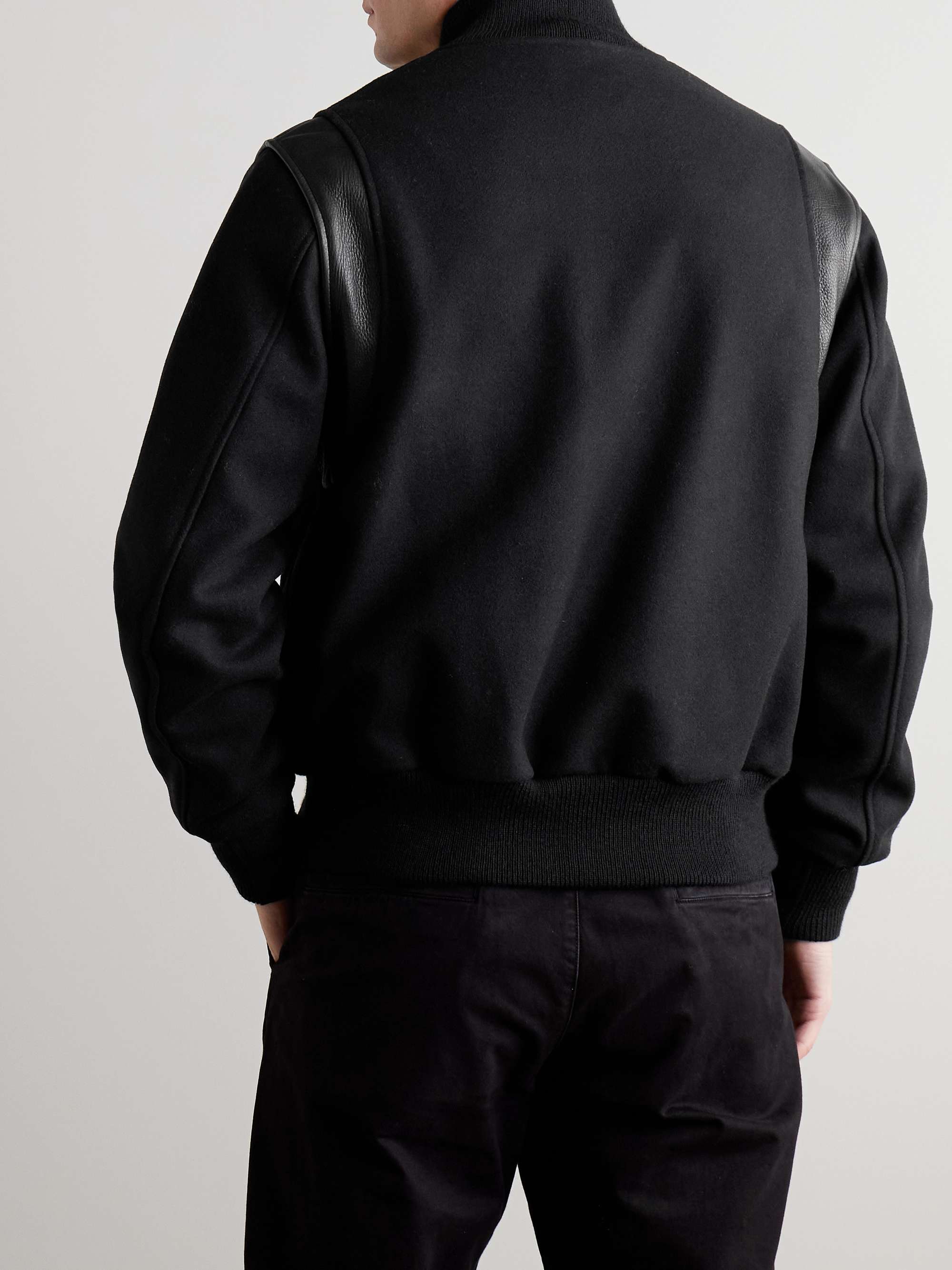 GOLDEN BEAR The Hayes Leather-Trimmed Wool-Blend Varsity Jacket