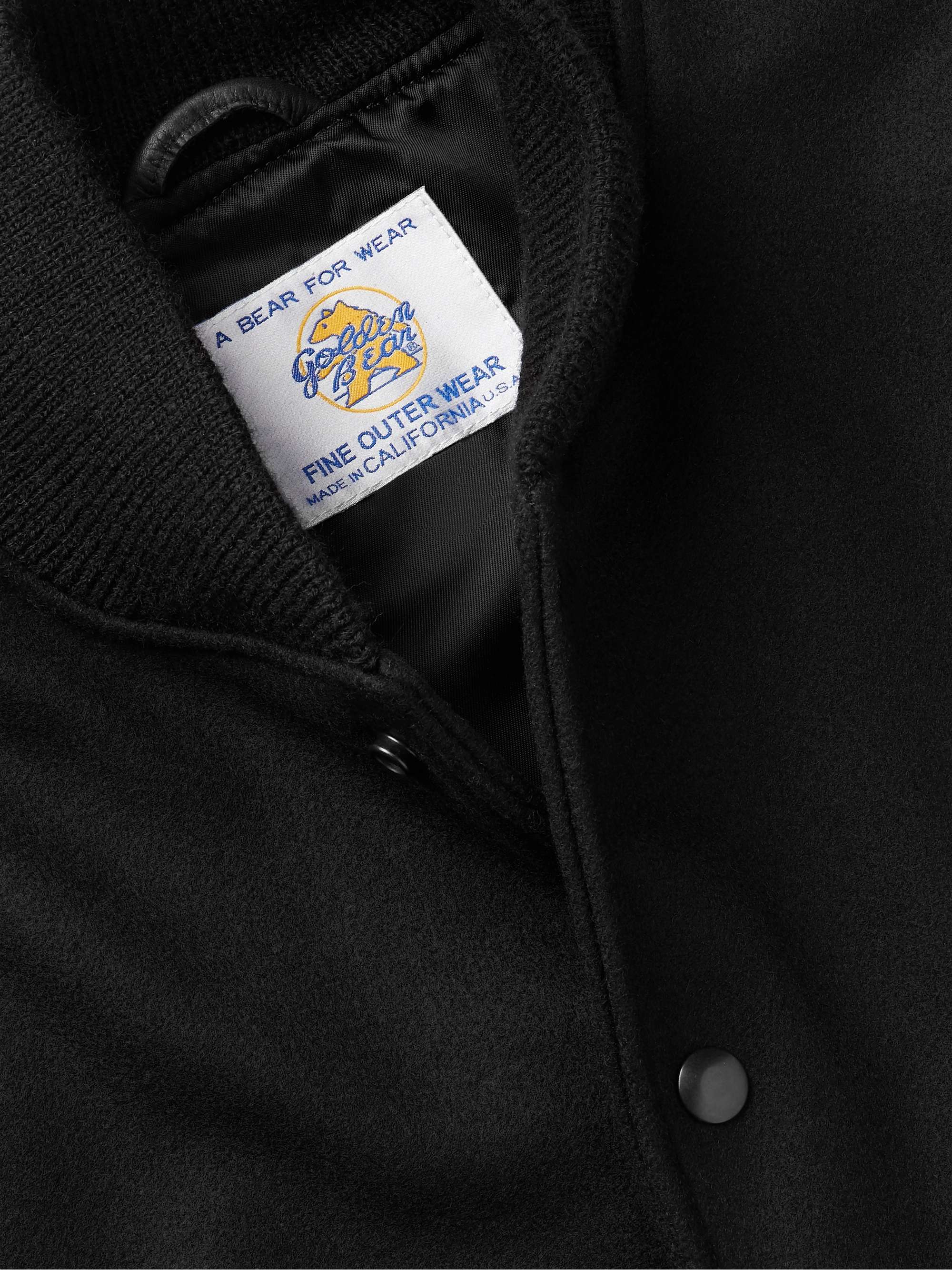 GOLDEN BEAR The Hayes Leather-Trimmed Wool-Blend Varsity Jacket