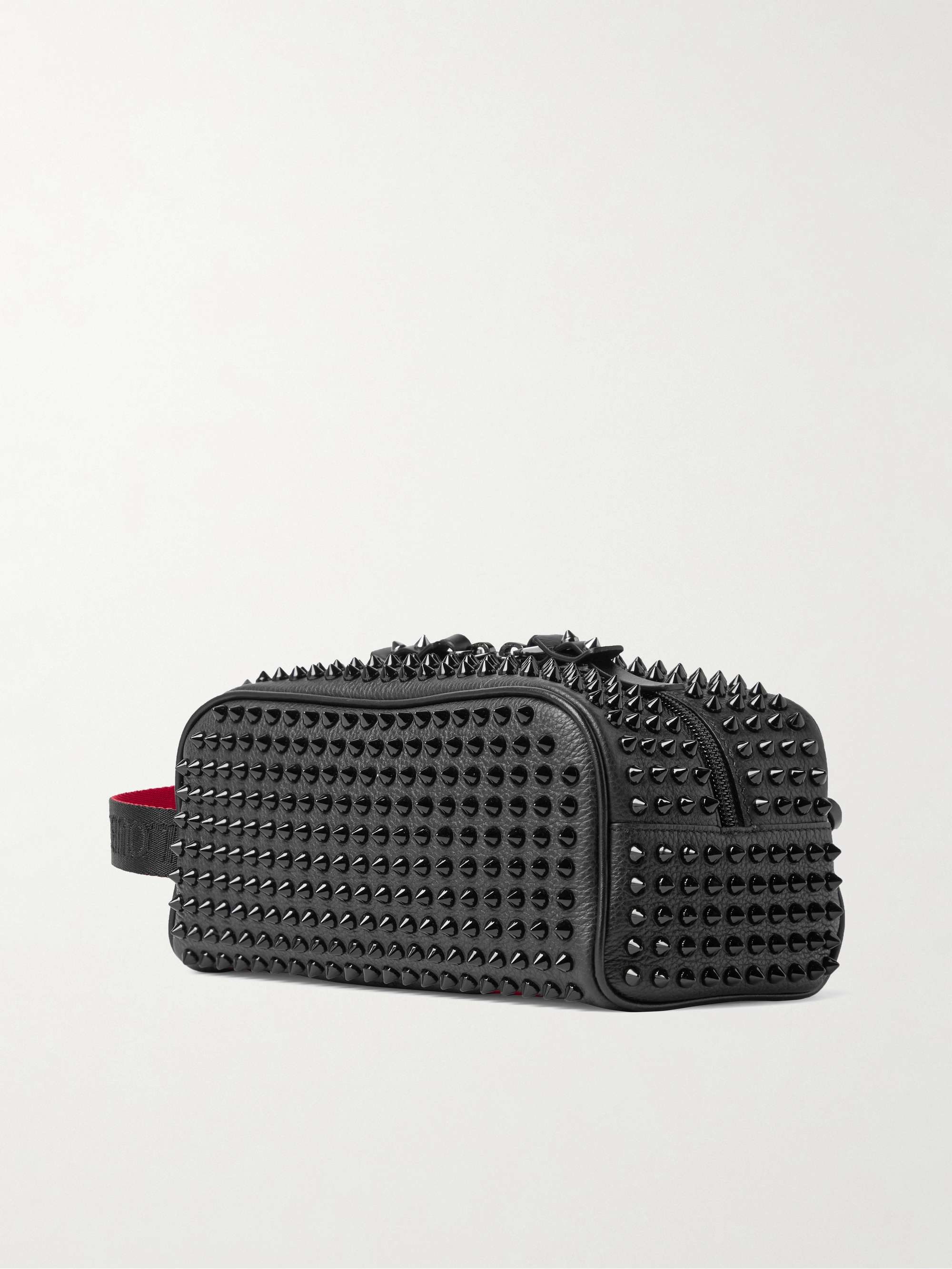 CHRISTIAN LOUBOUTIN Studded Full-Grain Leather Wash Bag