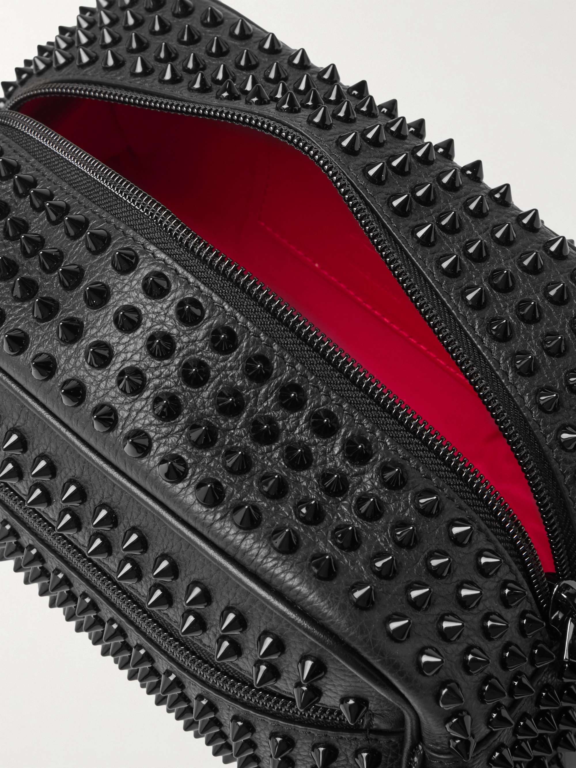 CHRISTIAN LOUBOUTIN Studded Full-Grain Leather Wash Bag