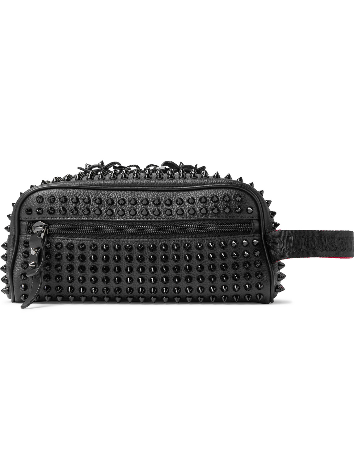 Christian Louboutin Studded Full-grain Leather Wash Bag In Black