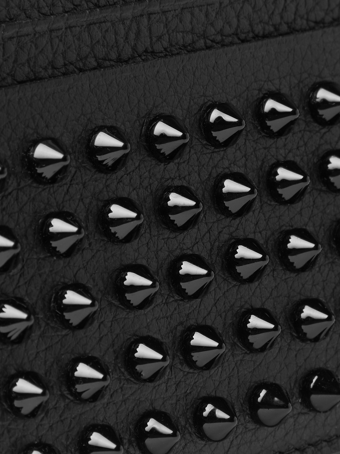 Shop Christian Louboutin Studded Full-grain Leather Cardholder In Black