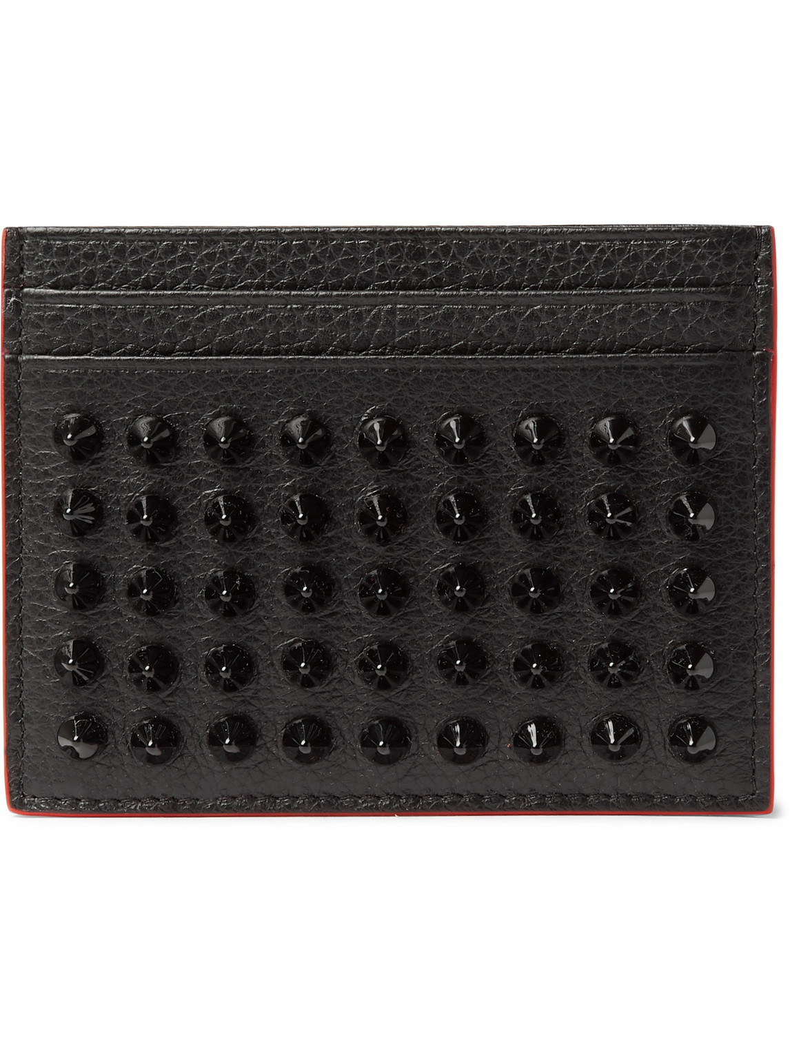 Christian Louboutin Studded Full-grain Leather Cardholder In Black