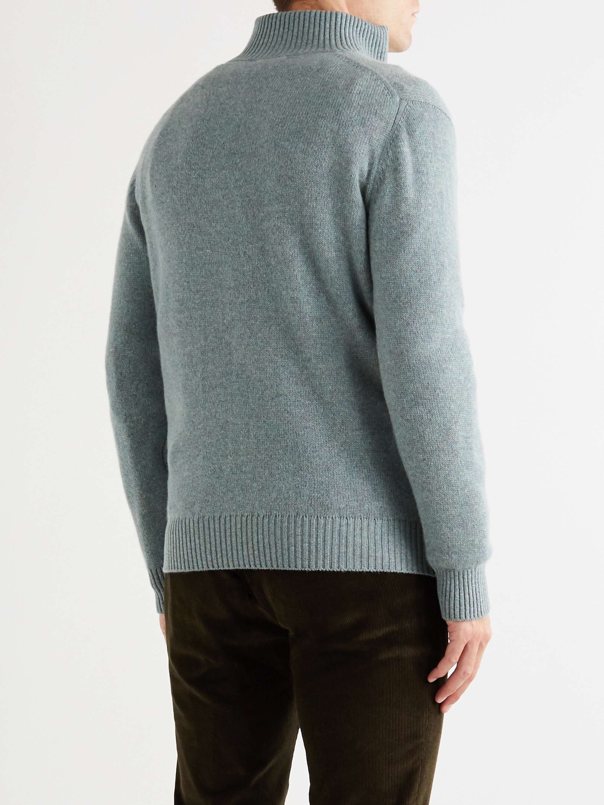 PURDEY Slim-Fit Mélange Cashmere Half-Zip Sweater