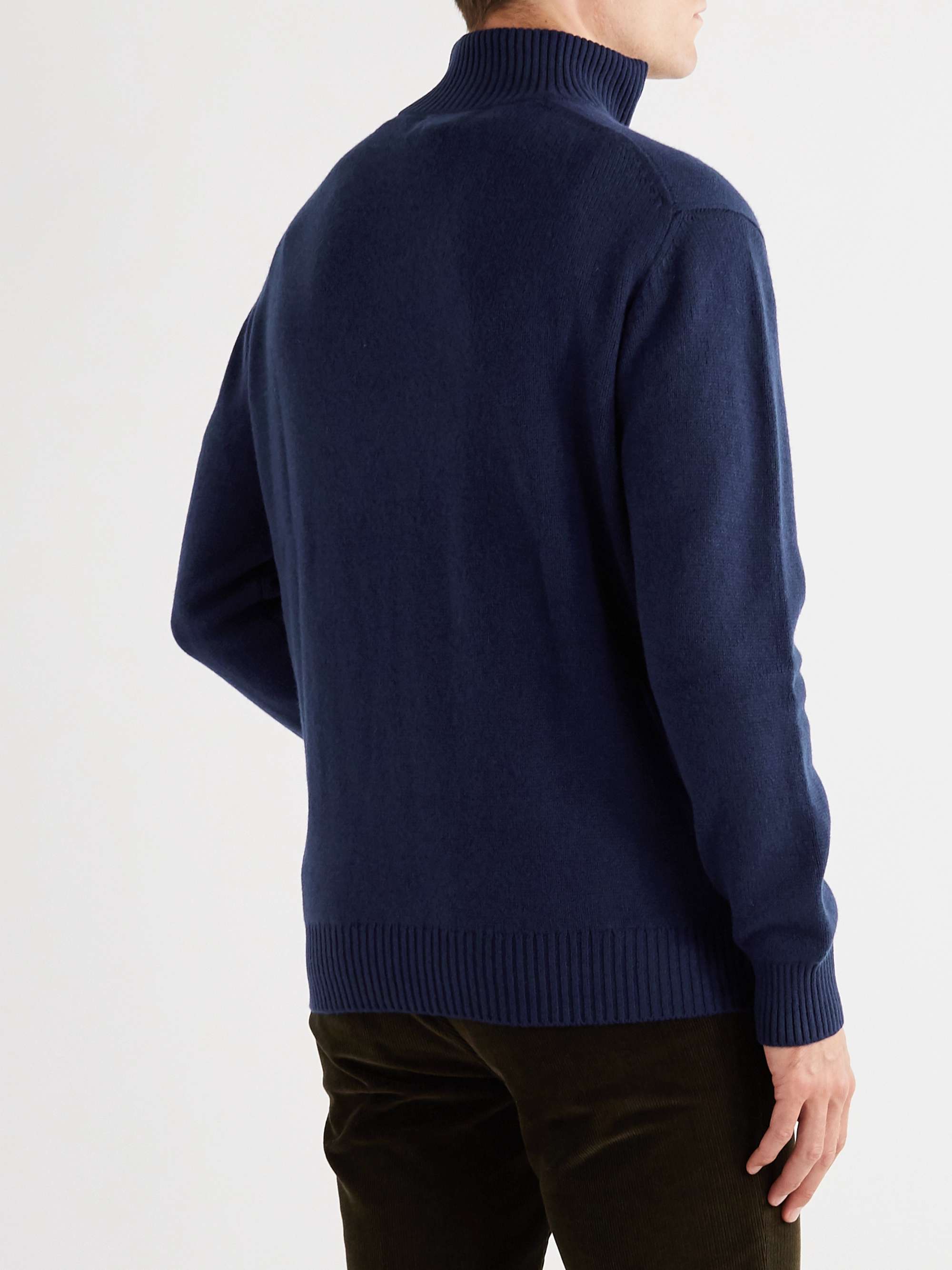 PURDEY Slim-Fit Mélange Cashmere Half-Zip Sweater