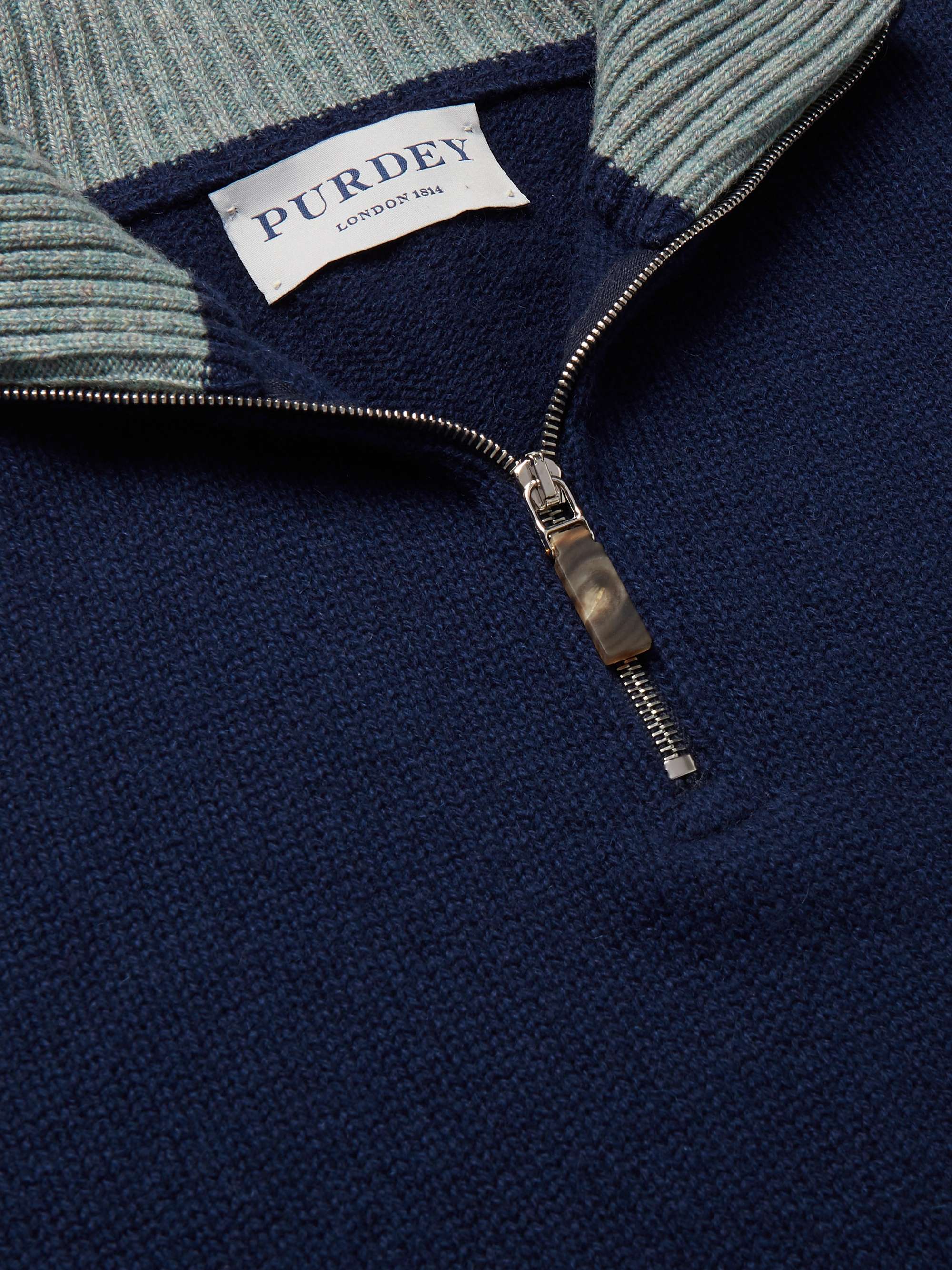 PURDEY Slim-Fit Mélange Cashmere Half-Zip Sweater