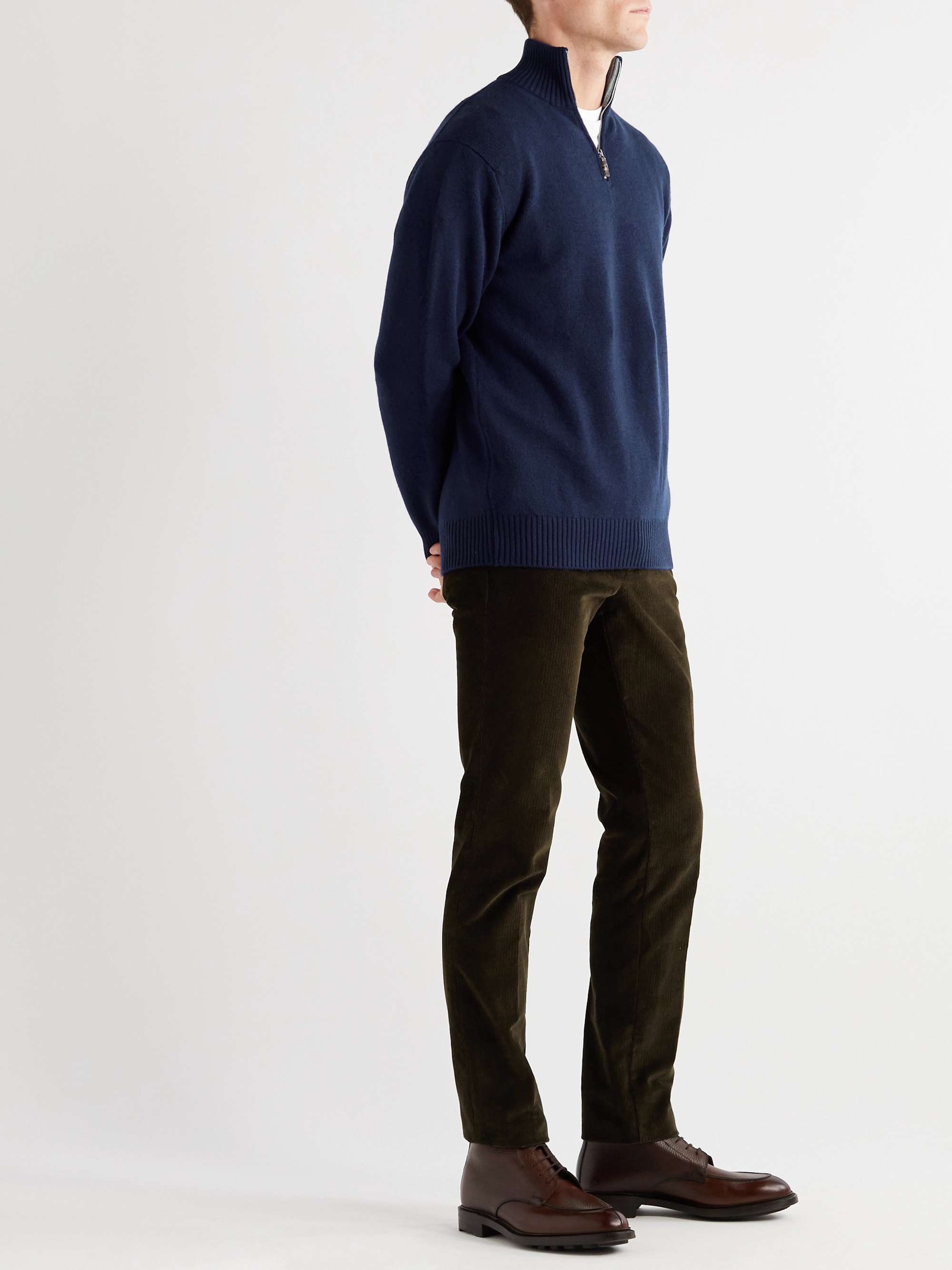 PURDEY Slim-Fit Mélange Cashmere Half-Zip Sweater