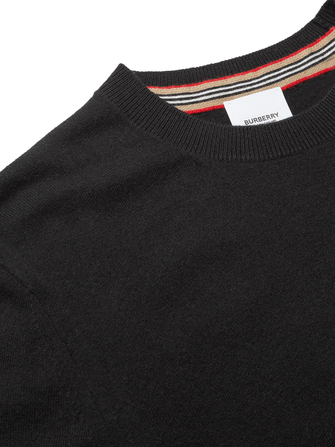 Shop Burberry Logo-embroidered Cashmere Sweater In Black