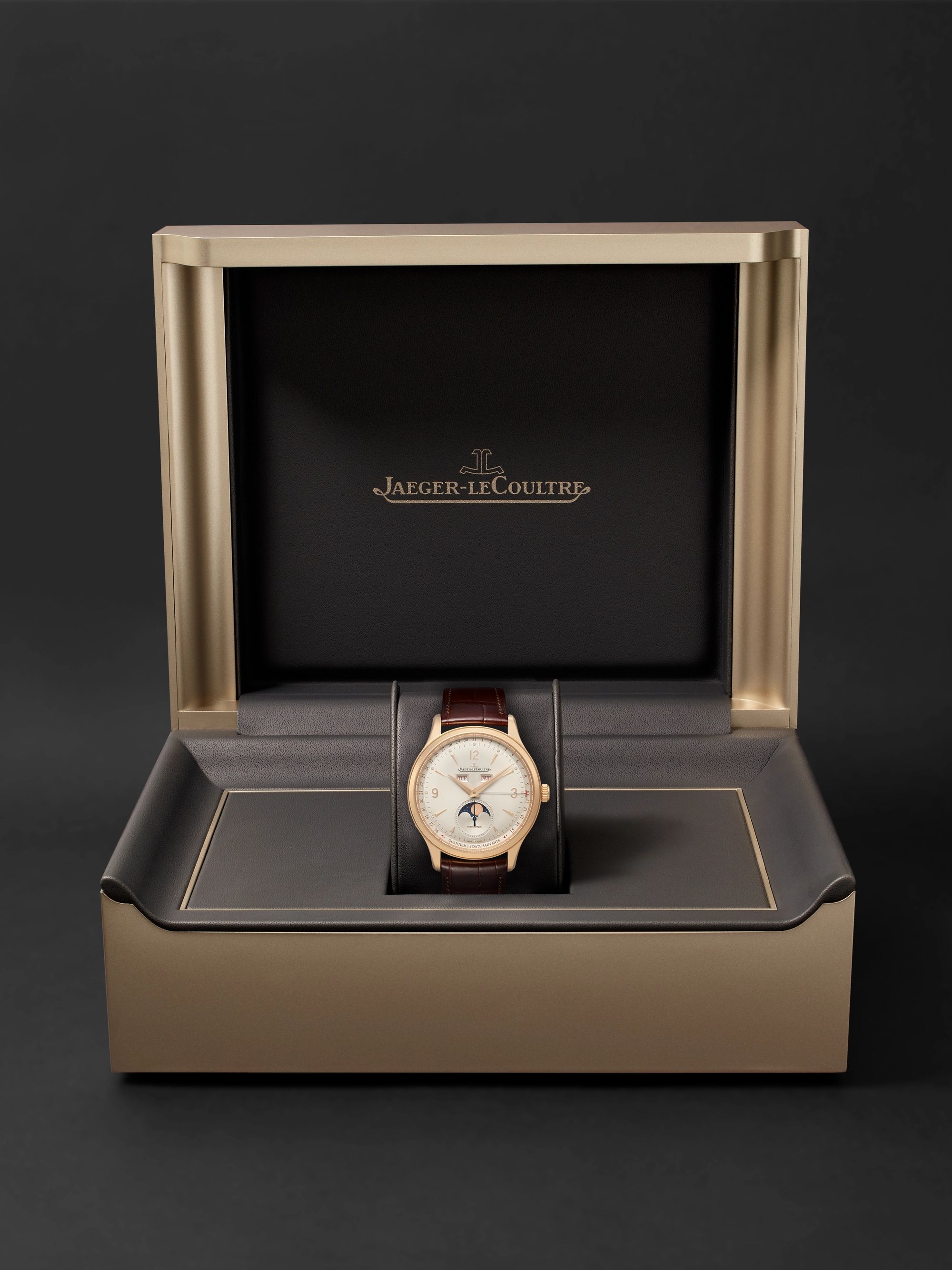 JAEGER-LECOULTRE Master Control Calendar Automatic 40mm 18-Karat Rose Gold and Alligator Watch, Ref No. Q4142520