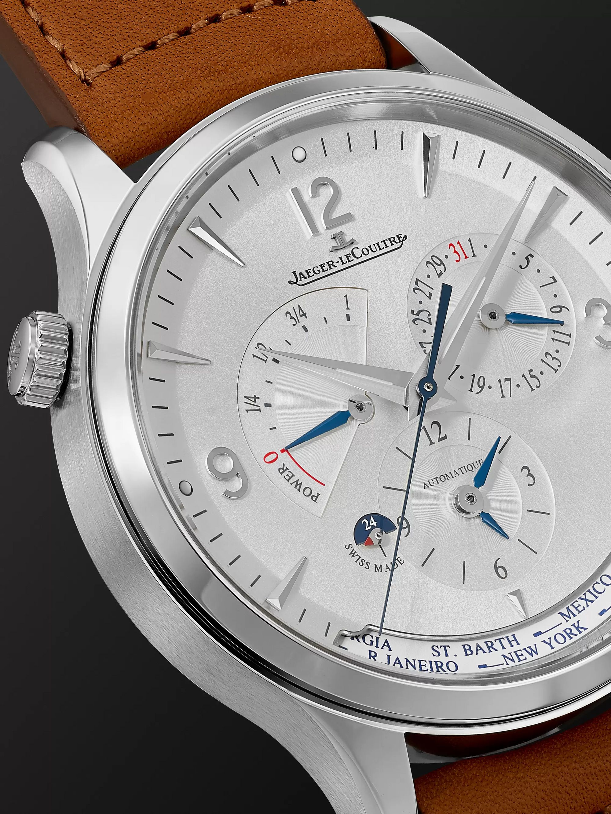 JAEGER-LECOULTRE Master Control Geographic Automatic 40mm Stainless Steel and Leather Watch, Ref. No. 4128420