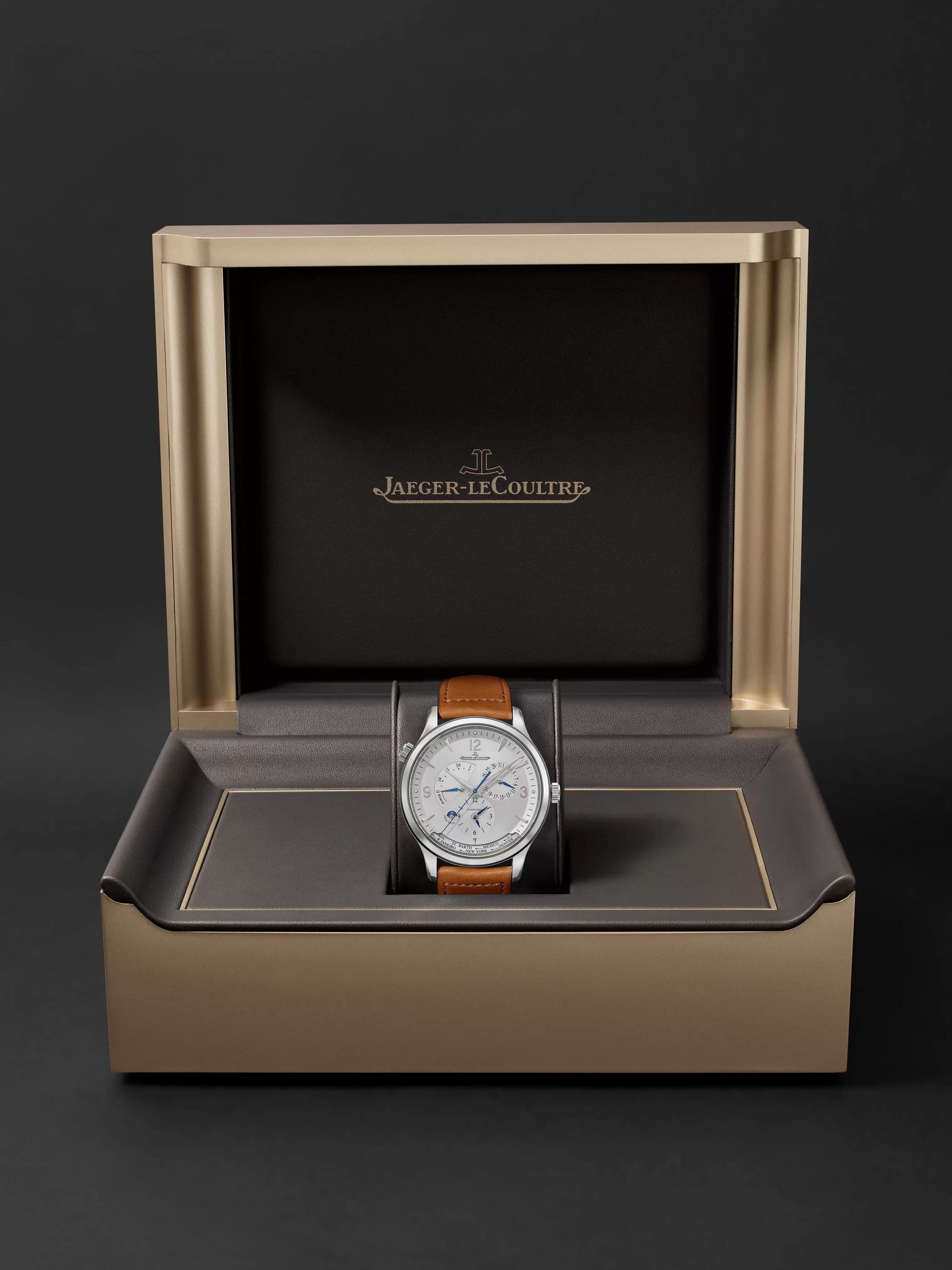 JAEGER-LECOULTRE Master Control Geographic Automatic 40mm Stainless Steel and Leather Watch, Ref. No. 4128420