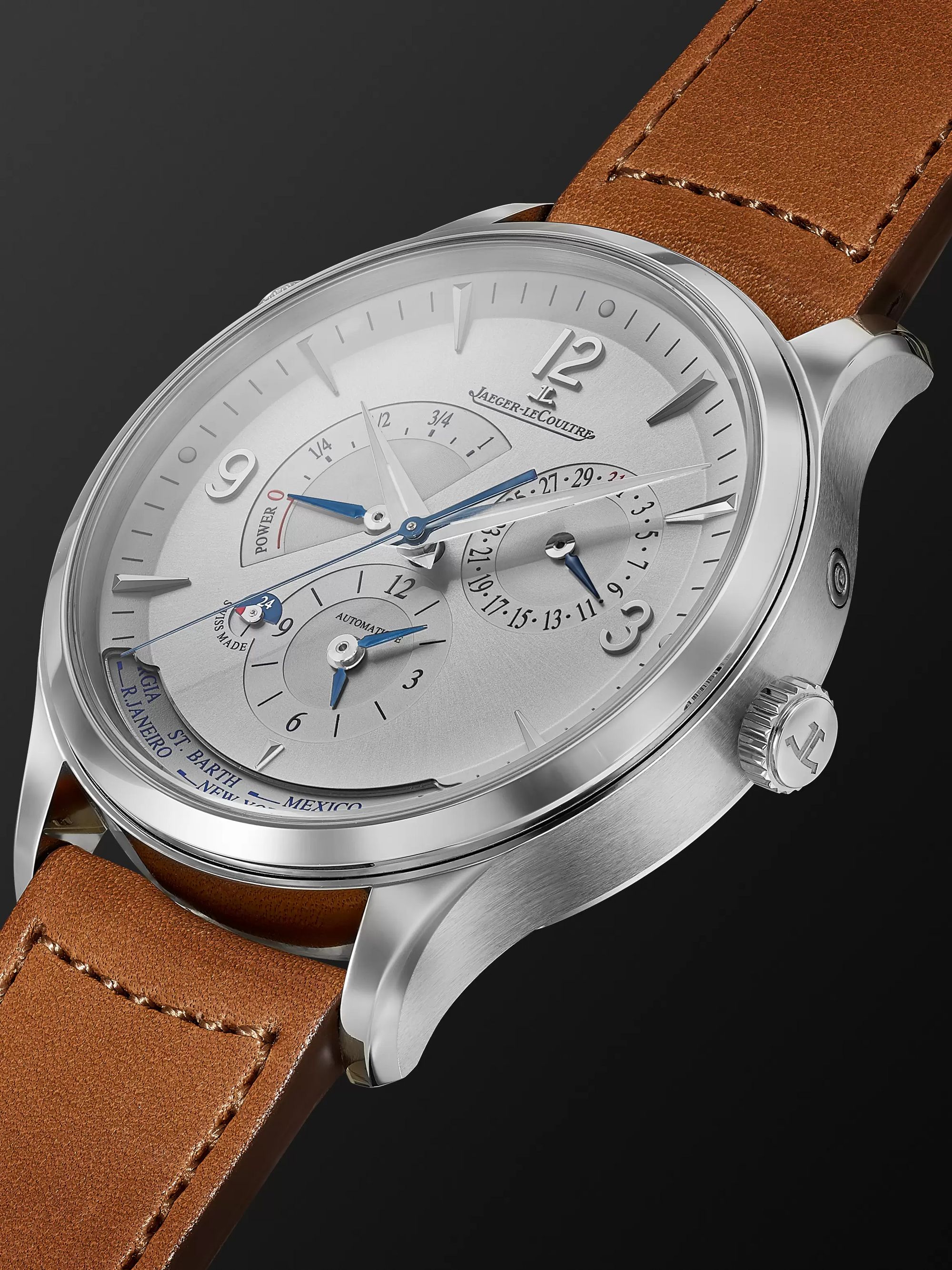 JAEGER-LECOULTRE Master Control Geographic Automatic 40mm Stainless Steel and Leather Watch, Ref. No. 4128420