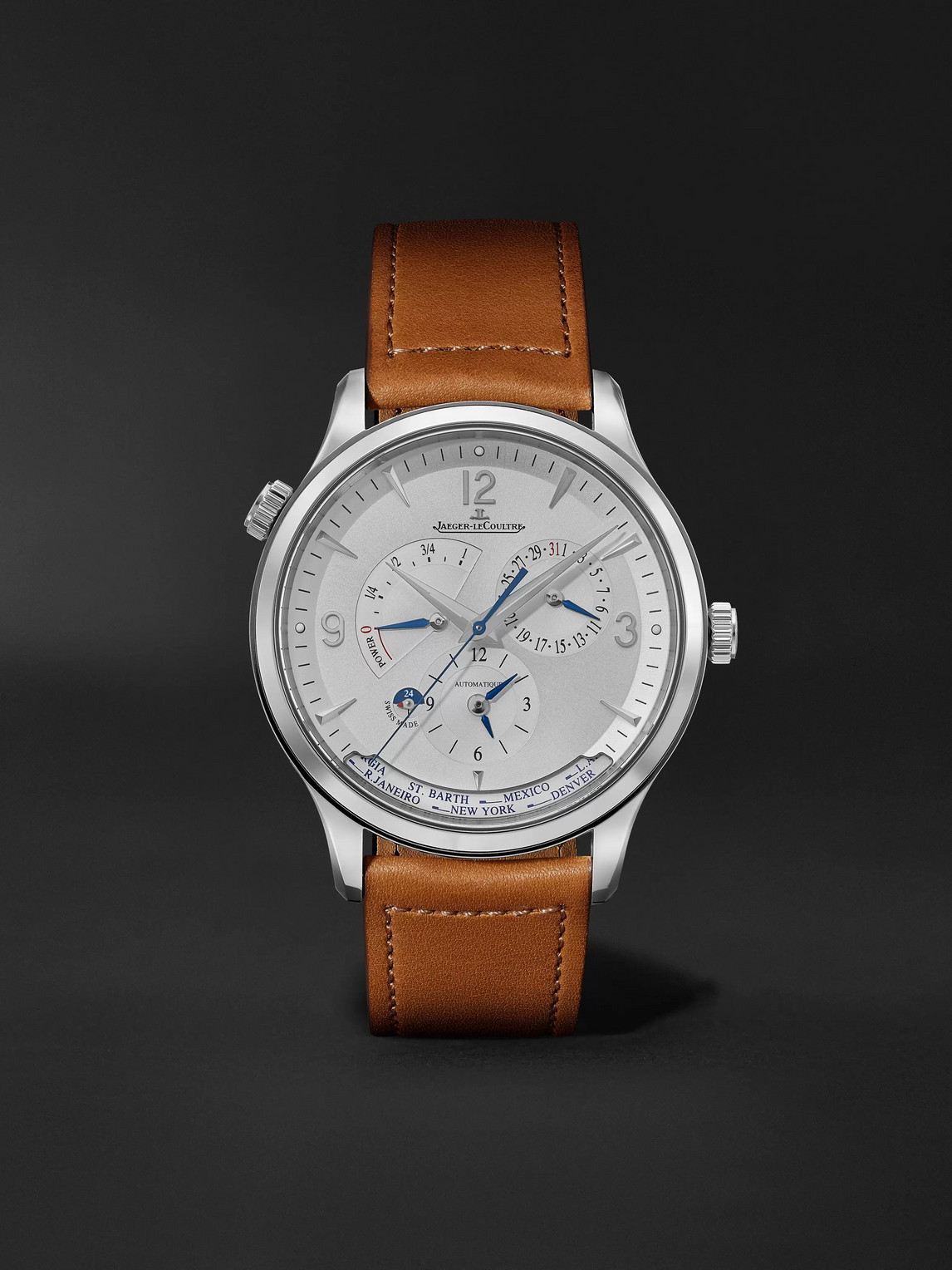 Jaeger-LeCoultre Master Control Geographic Automatic 40mm Stainless Steel and Leather Watch, Ref. No. 4128420 - Men