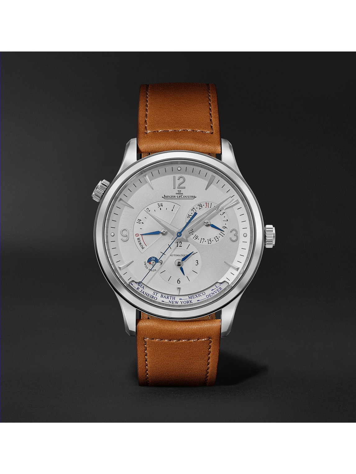 Jaeger-LeCoultre - Master Control Geographic Automatic 40mm Stainless Steel and Leather Watch, Ref. No. 4128420 - Men - Silver