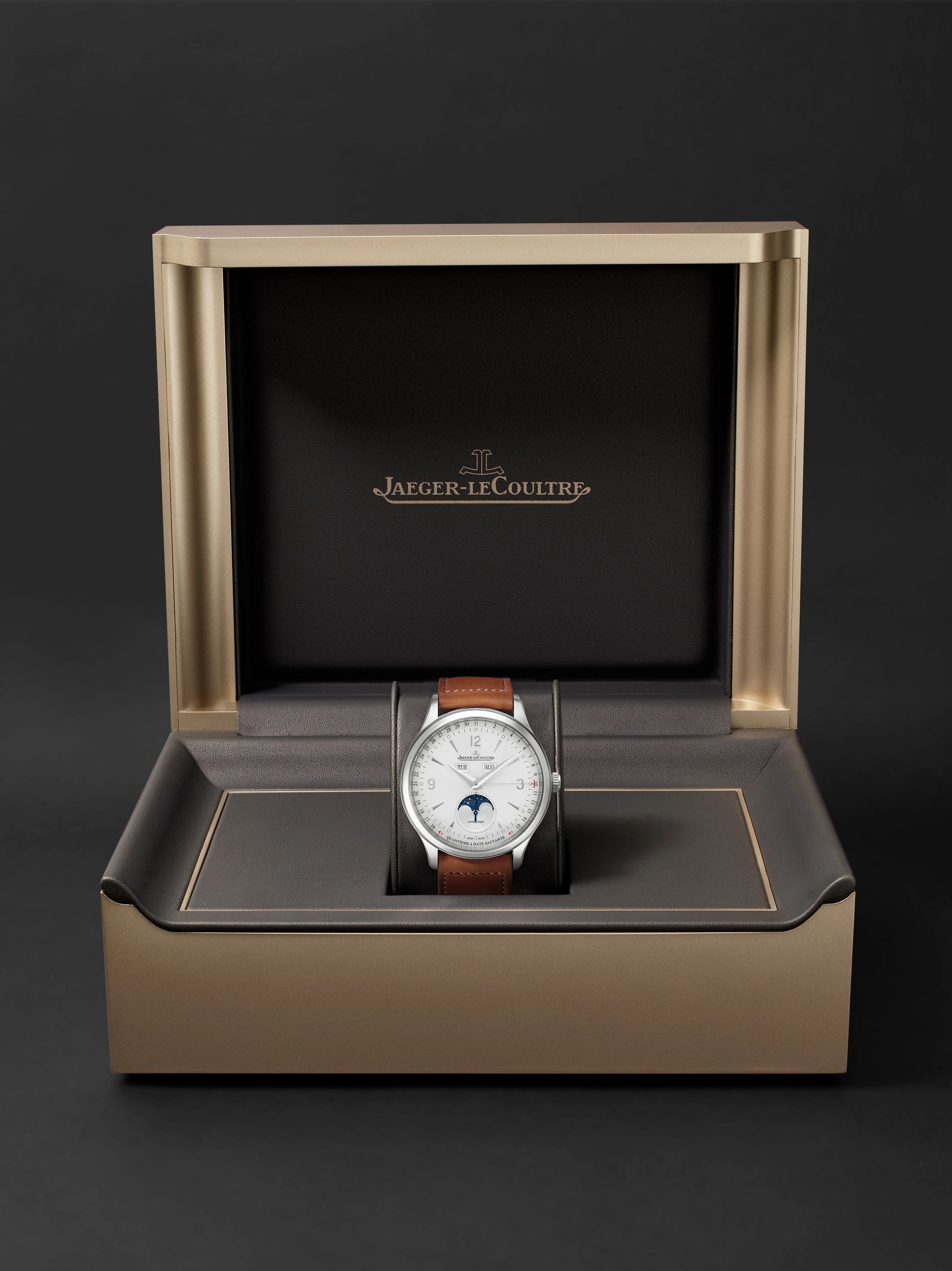 JAEGER LECOULTRE Master Control Calendar Automatic 40mm Stainless Steel and Leather Watch, Ref No. 4148420