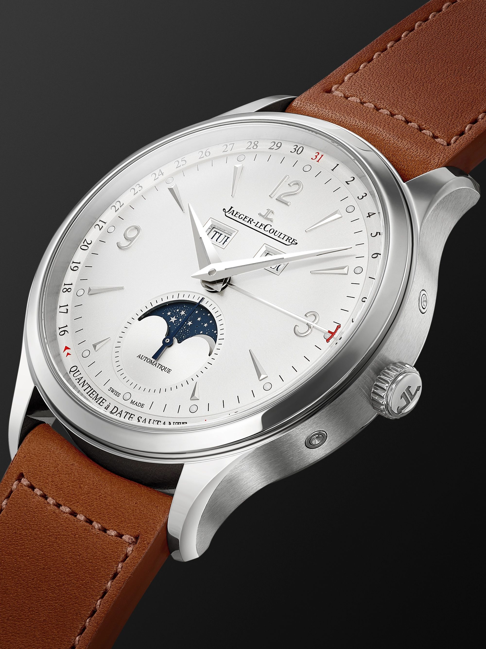 JAEGER LECOULTRE Master Control Calendar Automatic 40mm Stainless Steel and Leather Watch, Ref No. 4148420