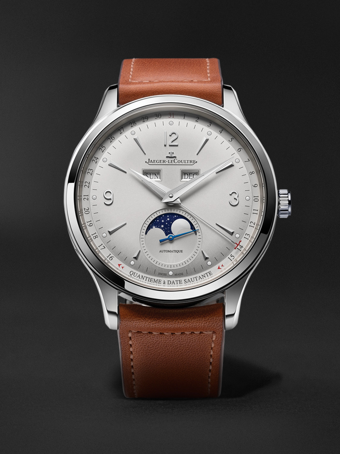 Master Control Calendar Automatic 40mm Stainless Steel and Leather Watch, Ref No. 4148420