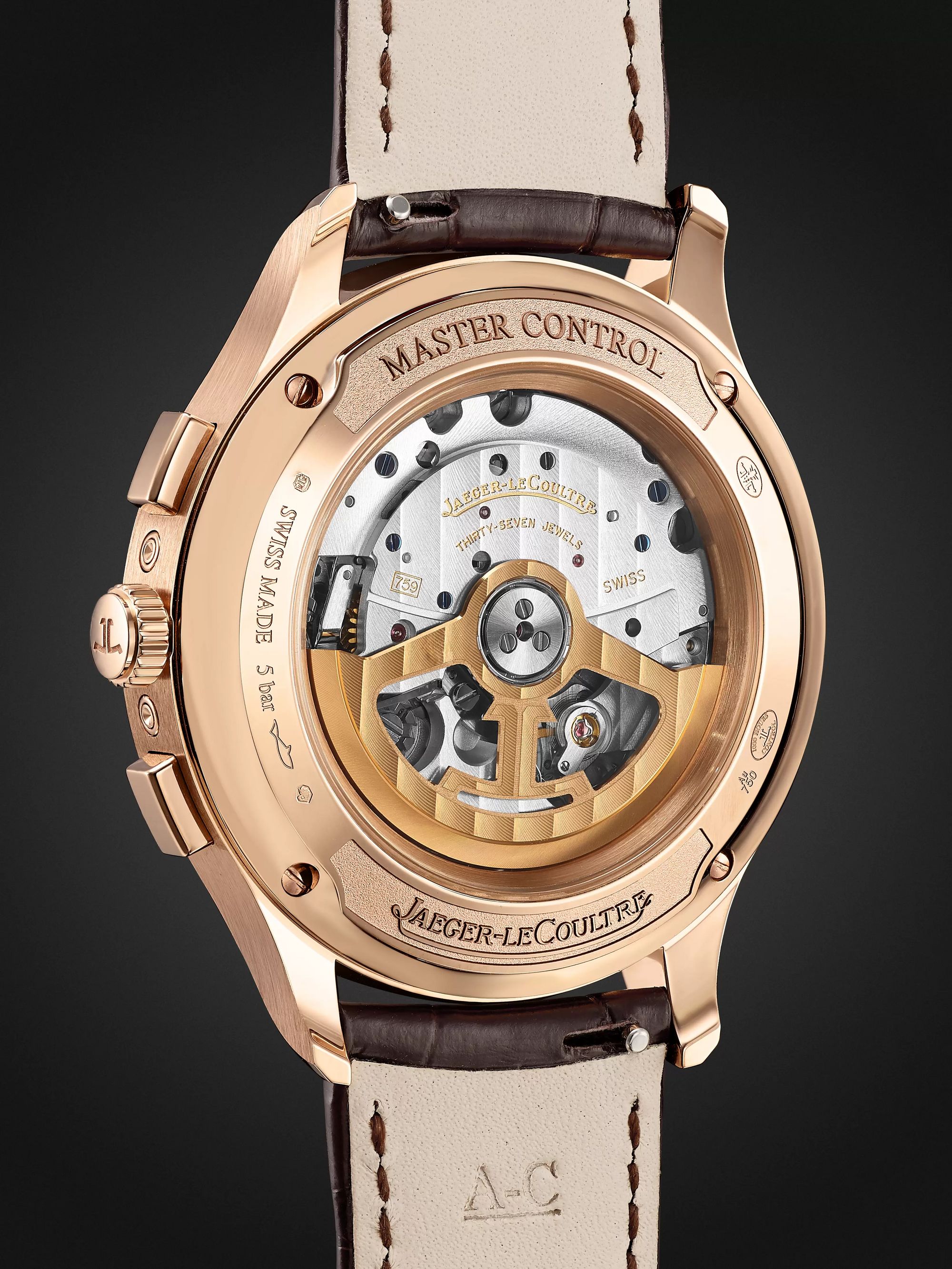 JAEGER-LECOULTRE Master Control Calendar Automatic Chronograph 40mm Le Grande Rose Gold and Alligator Watch, Ref No. 4132520
