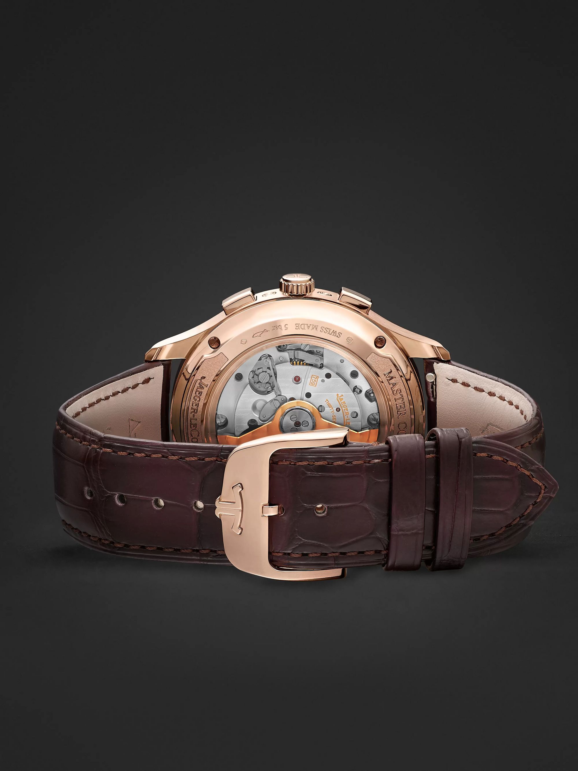 JAEGER-LECOULTRE Master Control Calendar Automatic Chronograph 40mm Le Grande Rose Gold and Alligator Watch, Ref No. 4132520