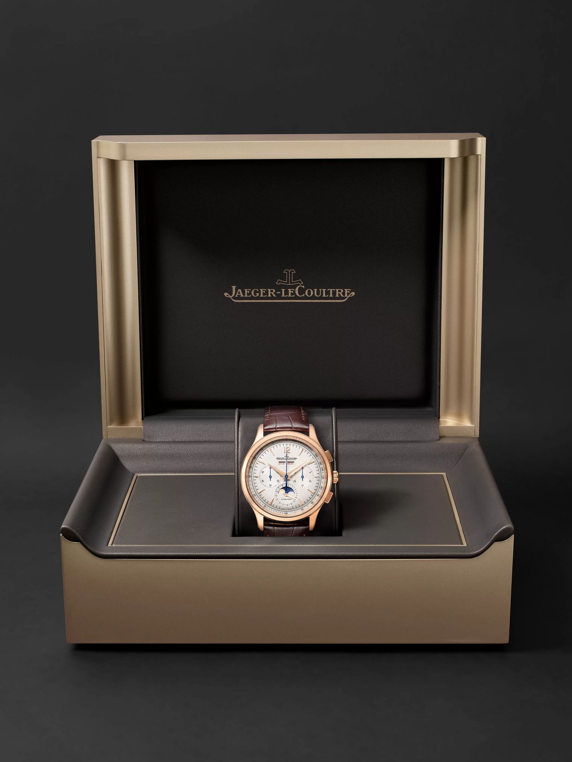 JAEGER-LECOULTRE Master Control Calendar Automatic Chronograph 40mm Le Grande Rose Gold and Alligator Watch, Ref No. 4132520