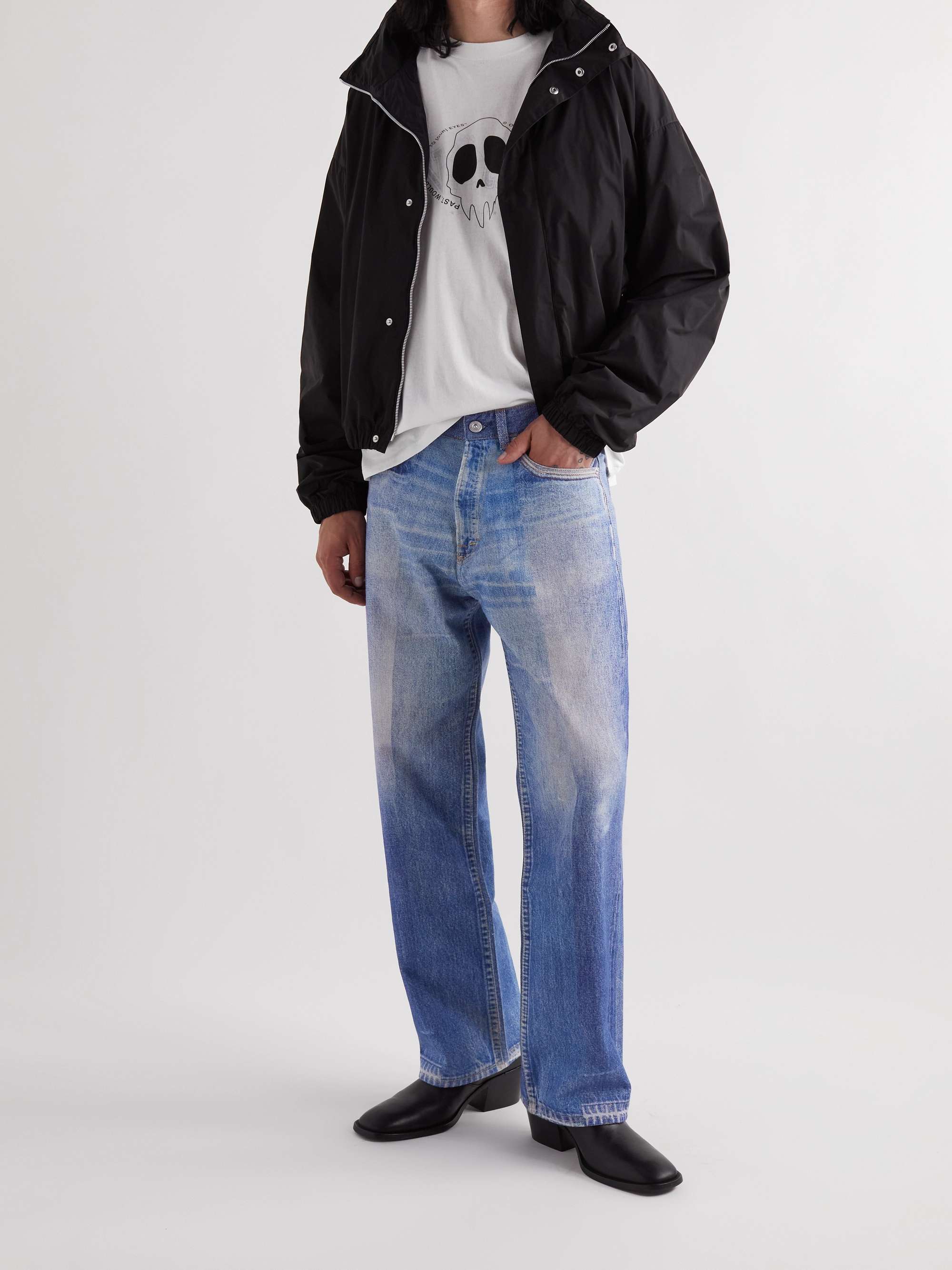 OUR LEGACY Third Cut Straight-Leg Distressed Printed Jeans