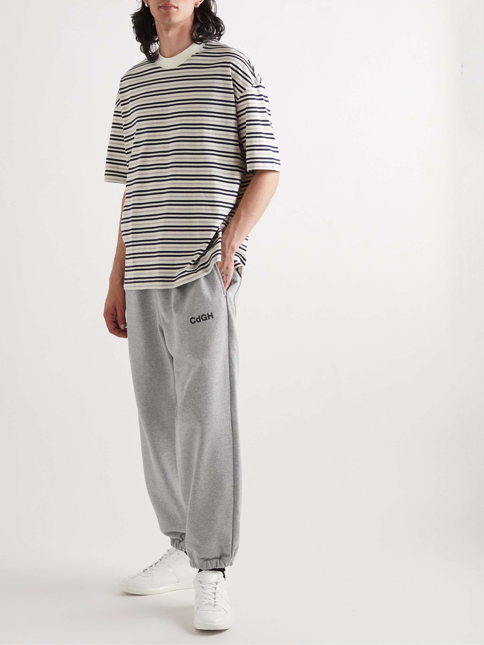 COMME DES GARÇONS HOMME Tapered Logo-Print Cotton-Jersey Sweatpants