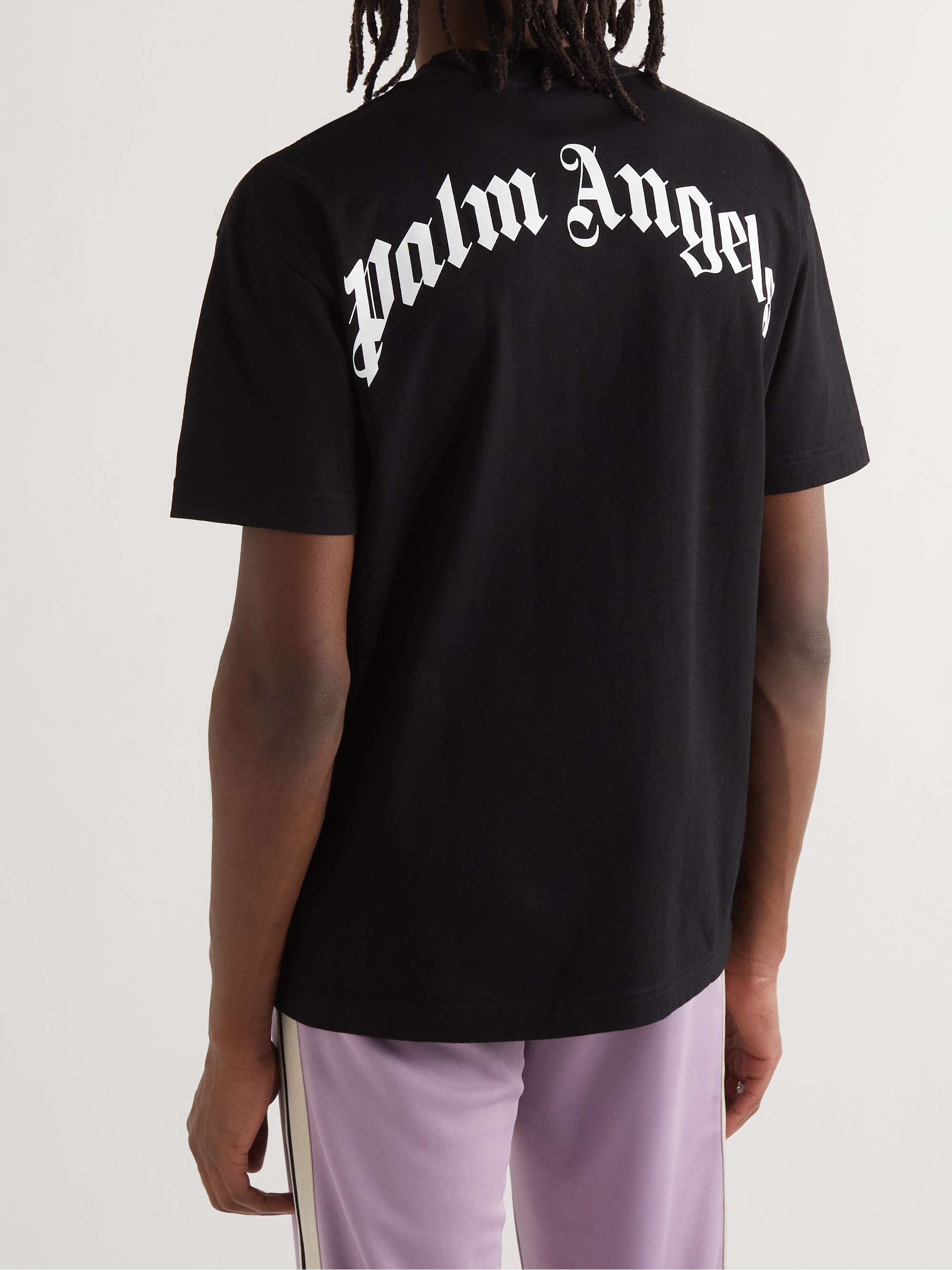 Logo Oversized Cotton Jersey T Shirt in Black - Palm Angels