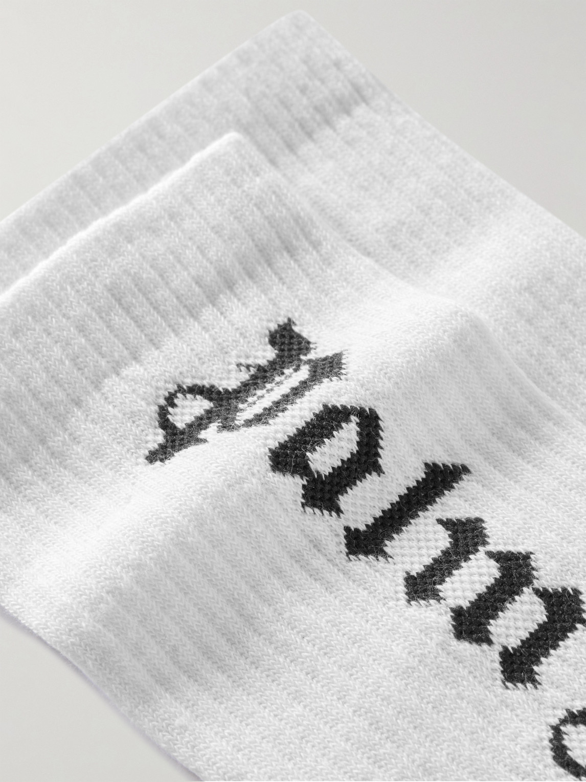 Shop Palm Angels Logo-jacquard Cotton-blend Socks In White