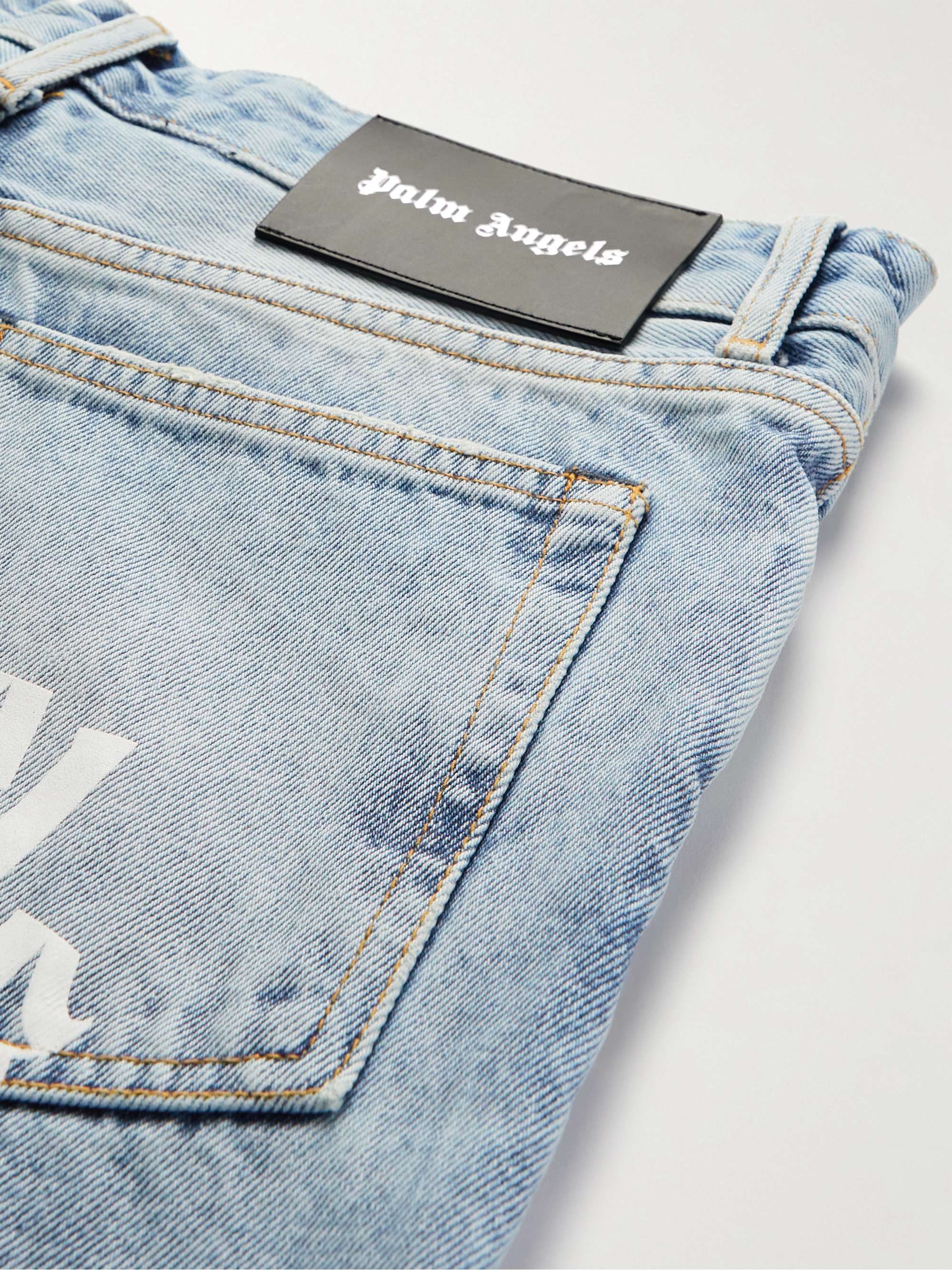 PALM ANGELS Straight-Leg Logo-Print Jeans