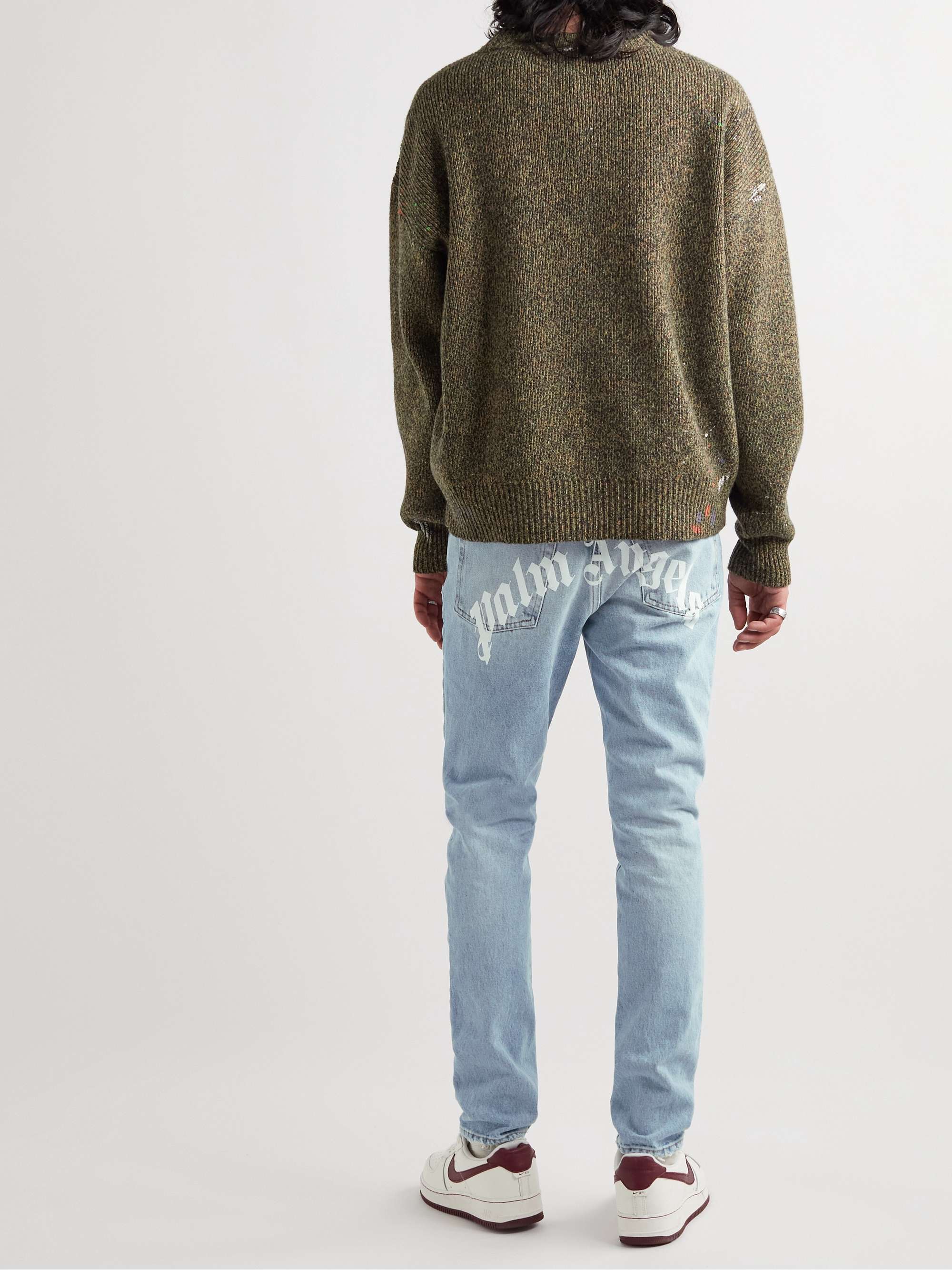 PALM ANGELS Straight-Leg Logo-Print Jeans