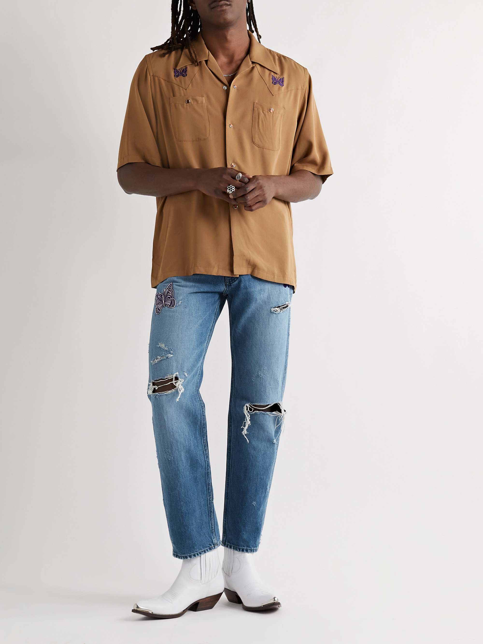 Embellished distressed sales jeans