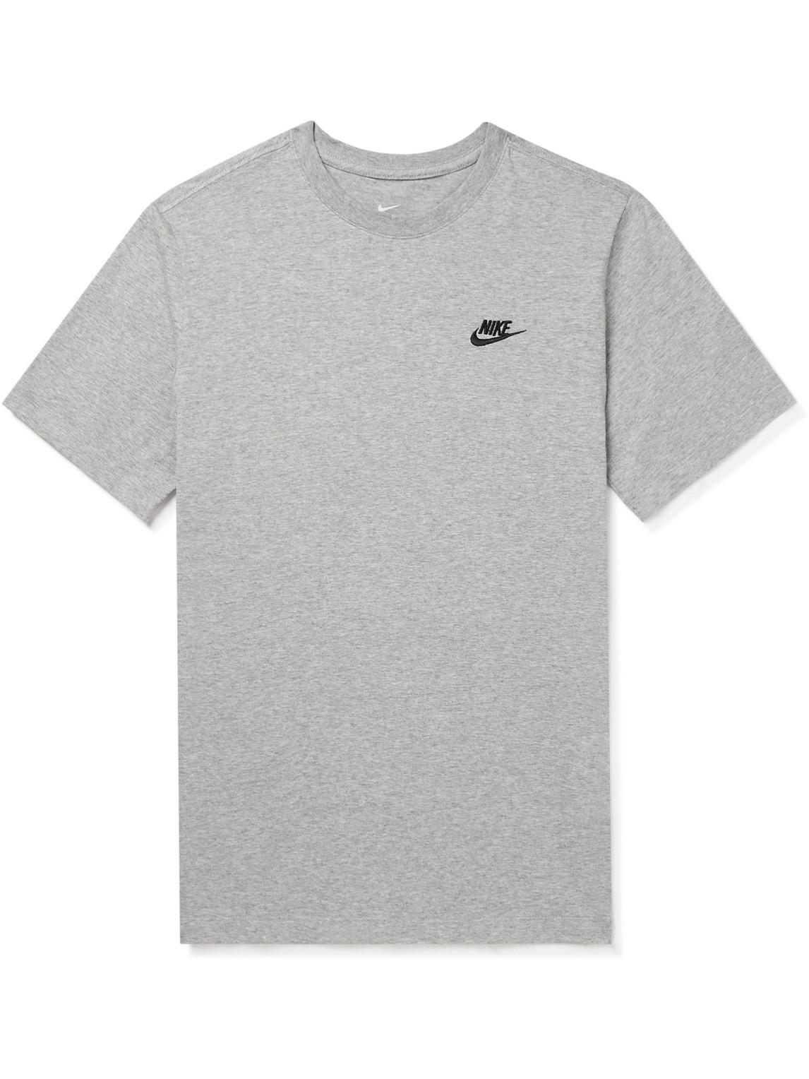 Nike Logo-embroidered Mélange Cotton-jersey T-shirt In Grey
