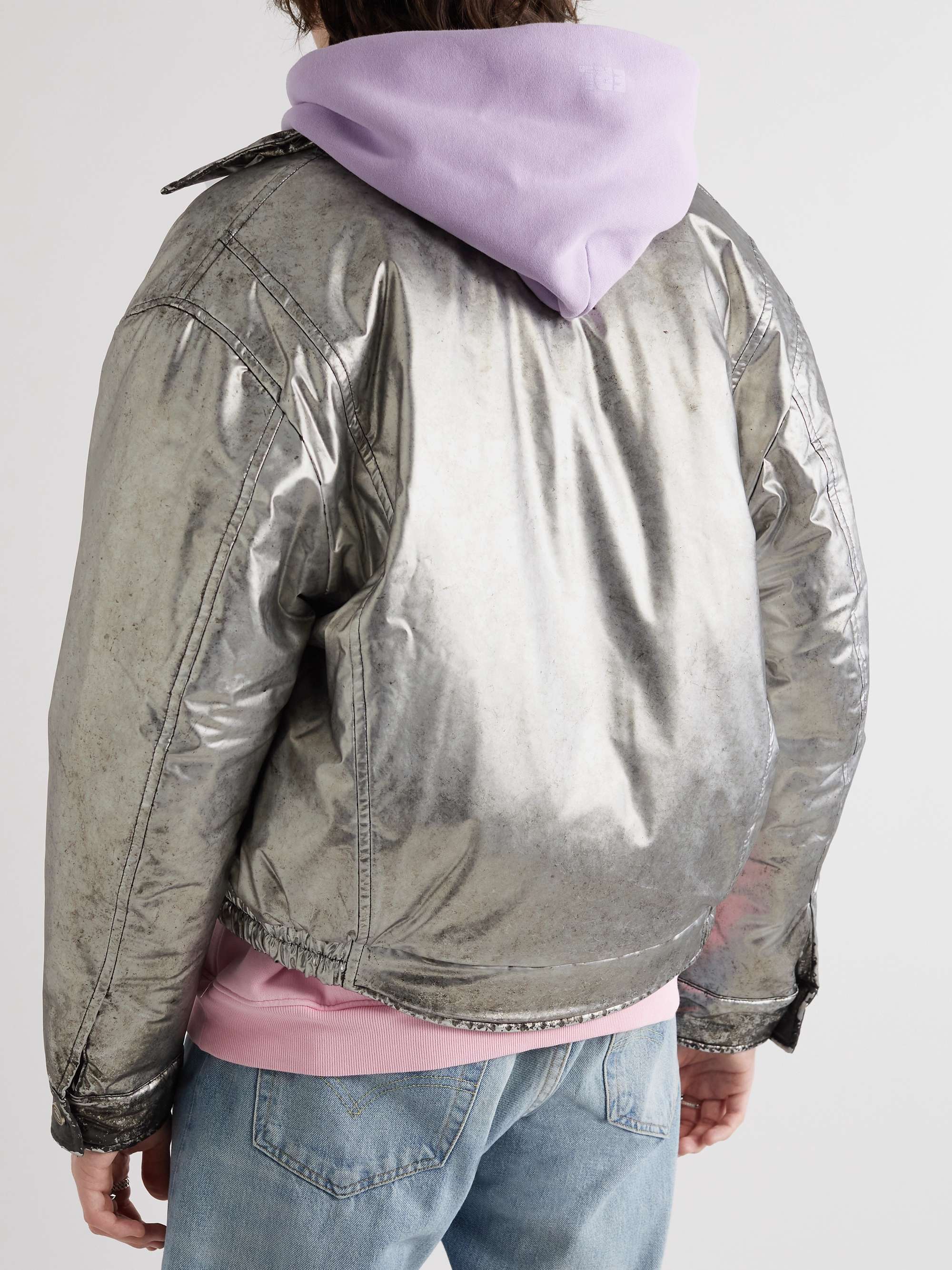 ERL Distressed Metallic PU Bomber Jacket