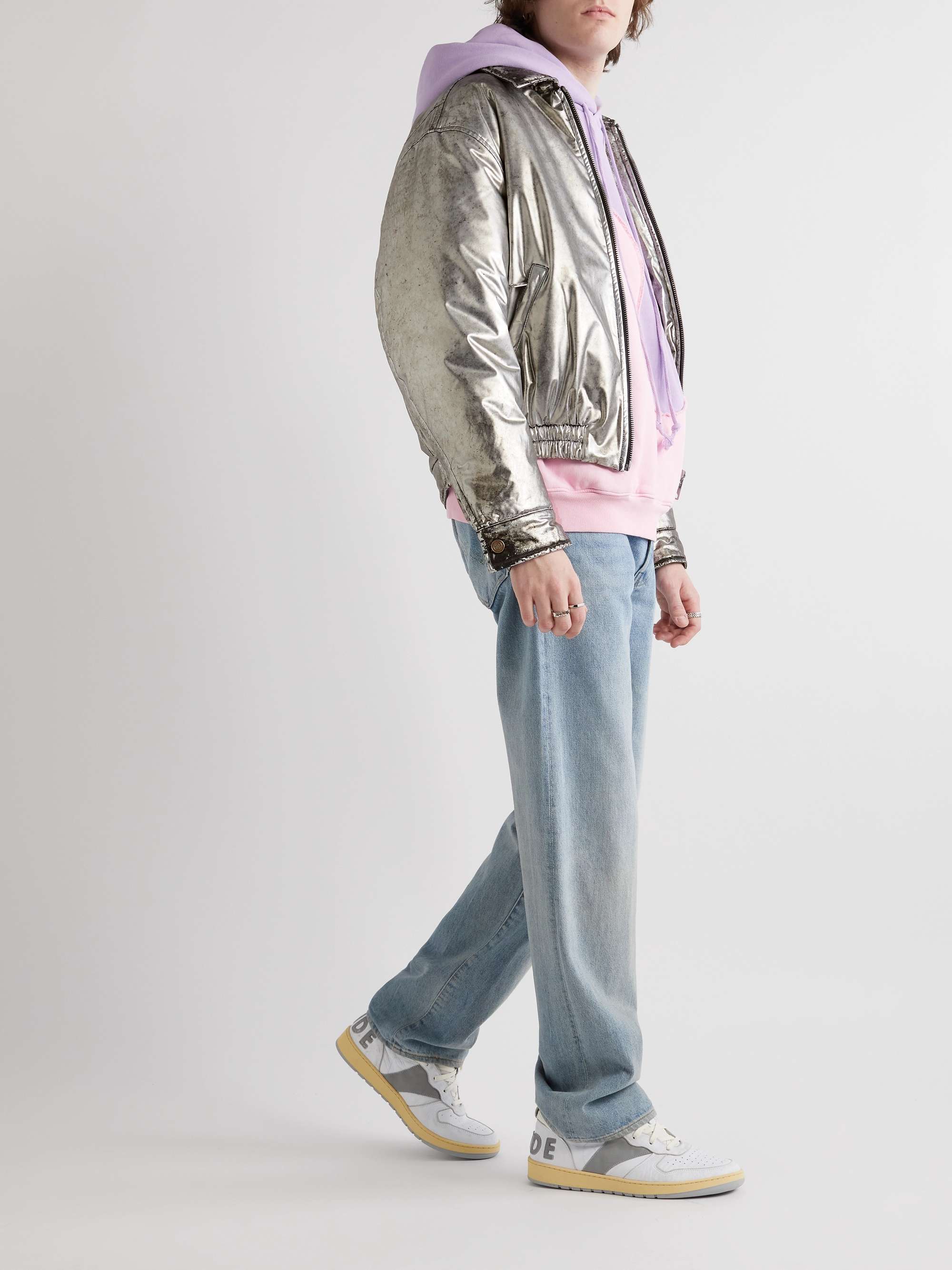 ERL Distressed Metallic PU Bomber Jacket