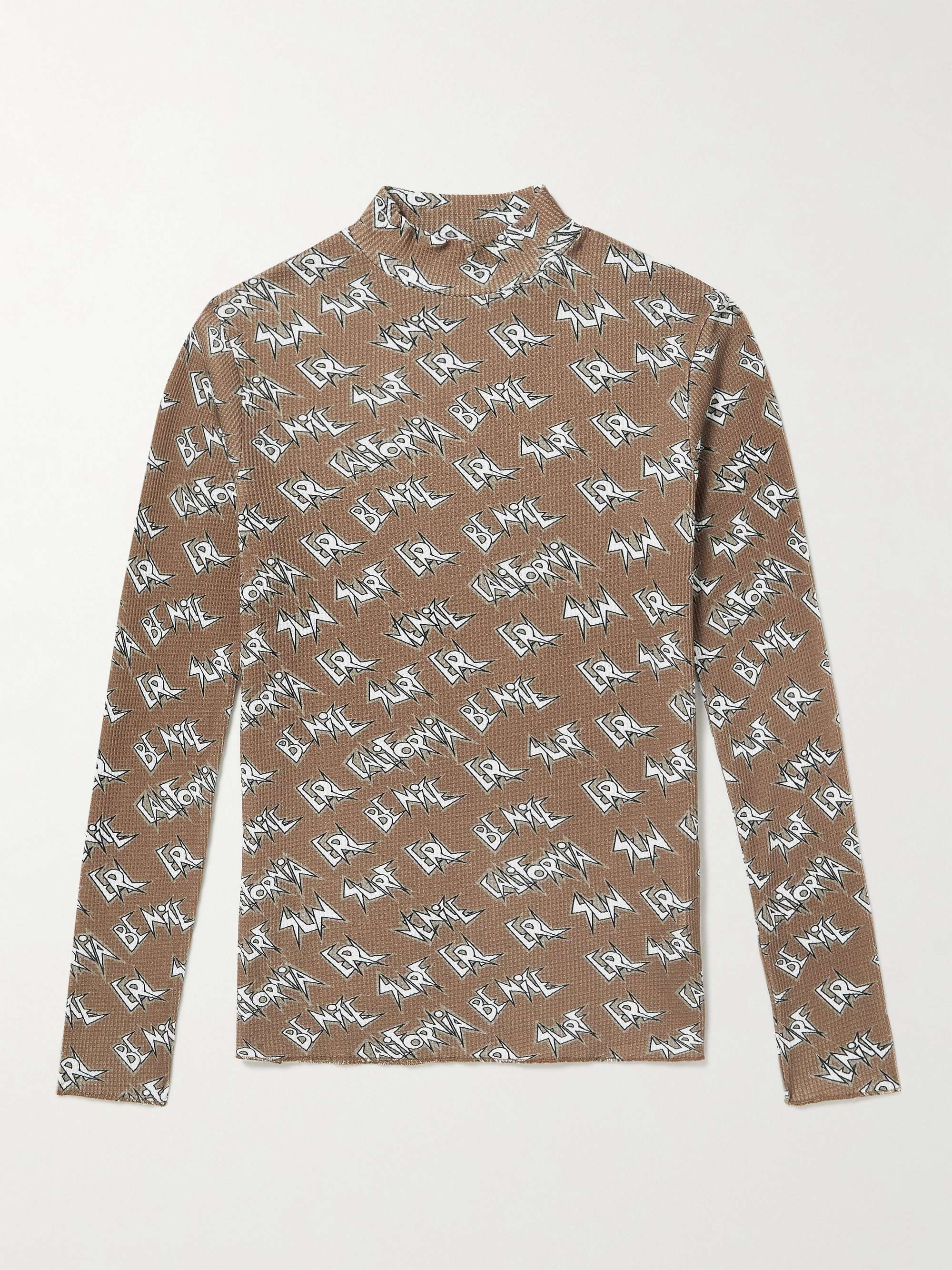 waffle knit cotton long sleeve tee