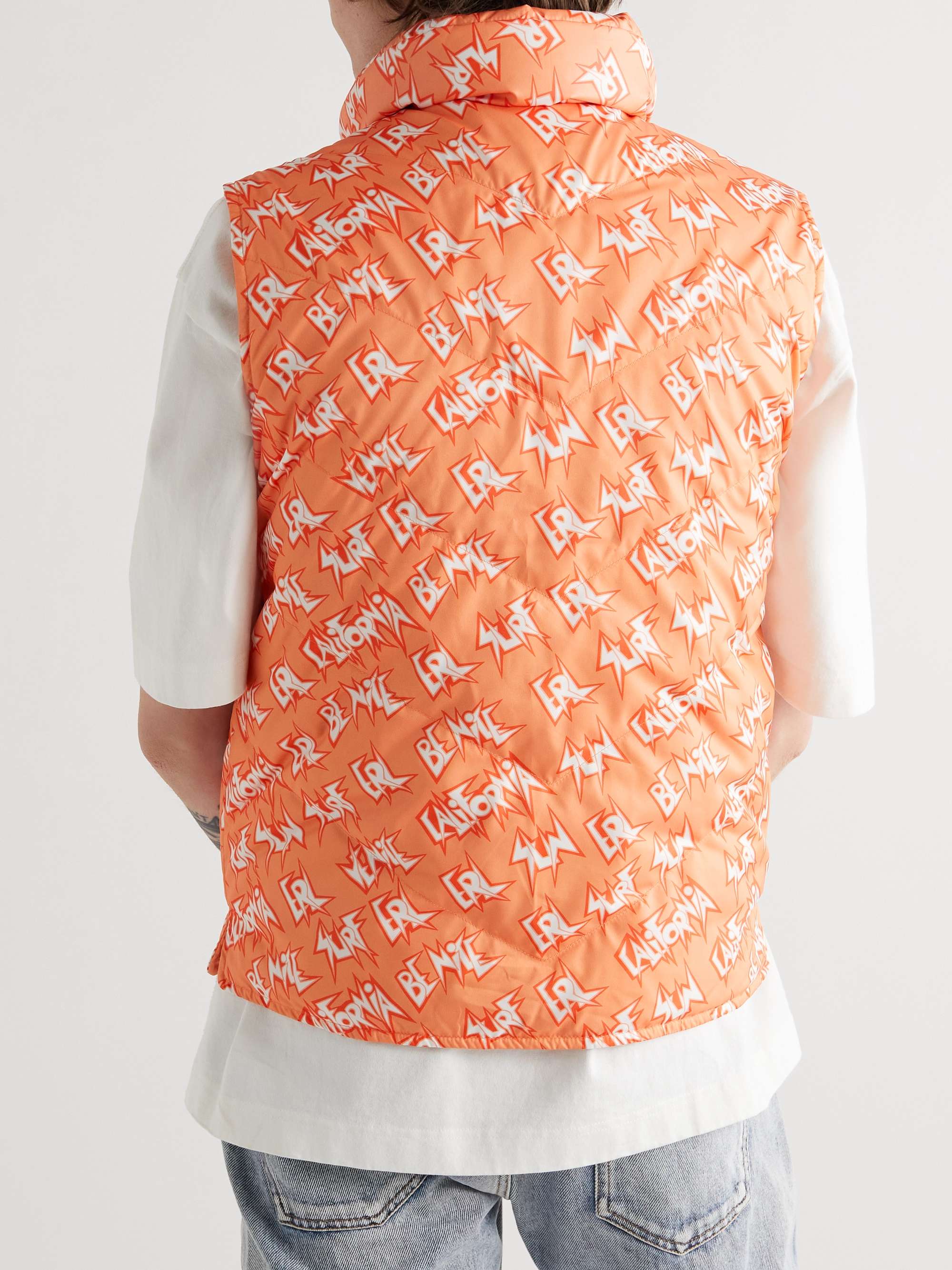 ERL Reversible Quilted Logo-Print Shell Down Gilet