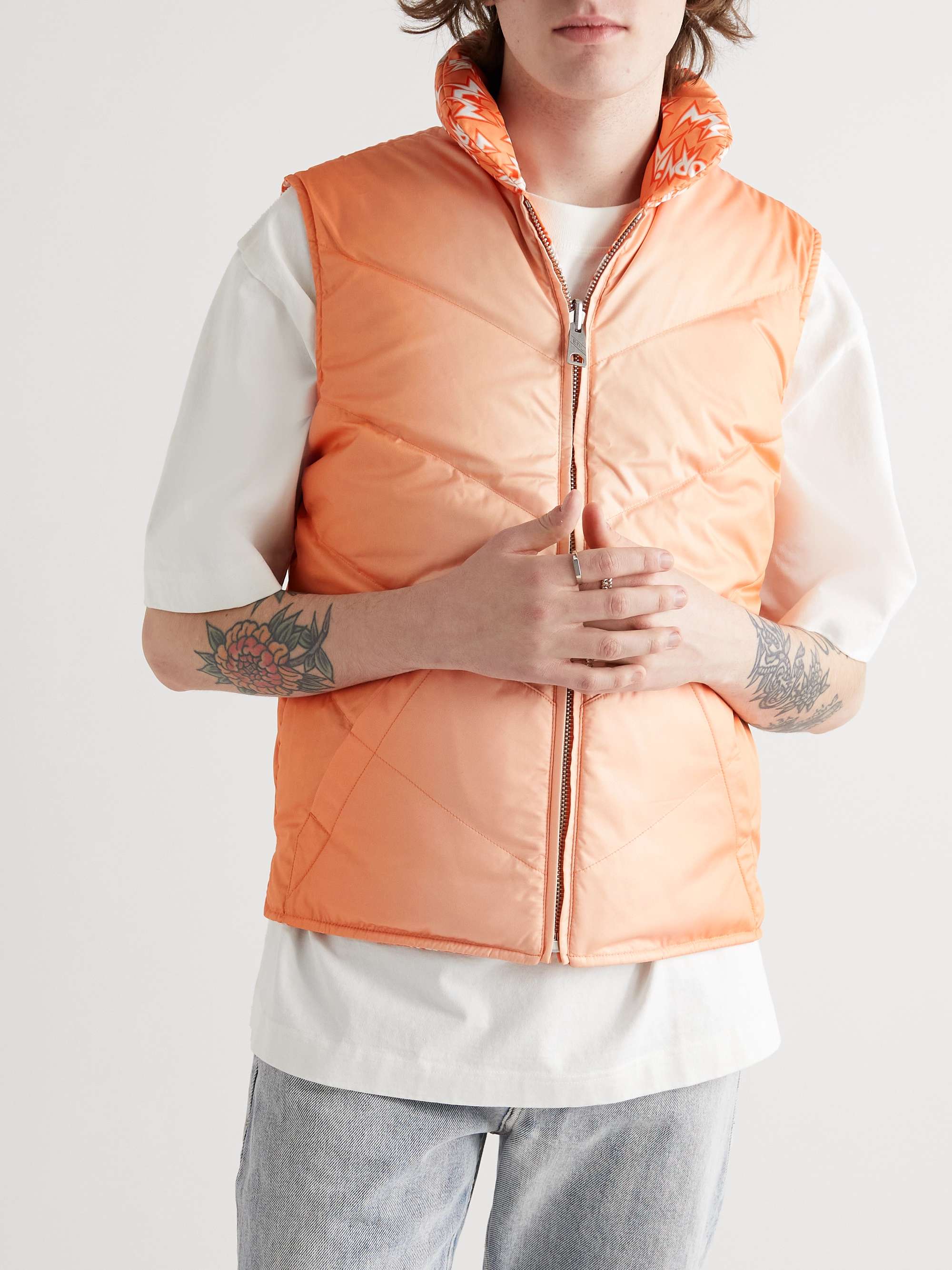 ERL Reversible Quilted Logo-Print Shell Down Gilet