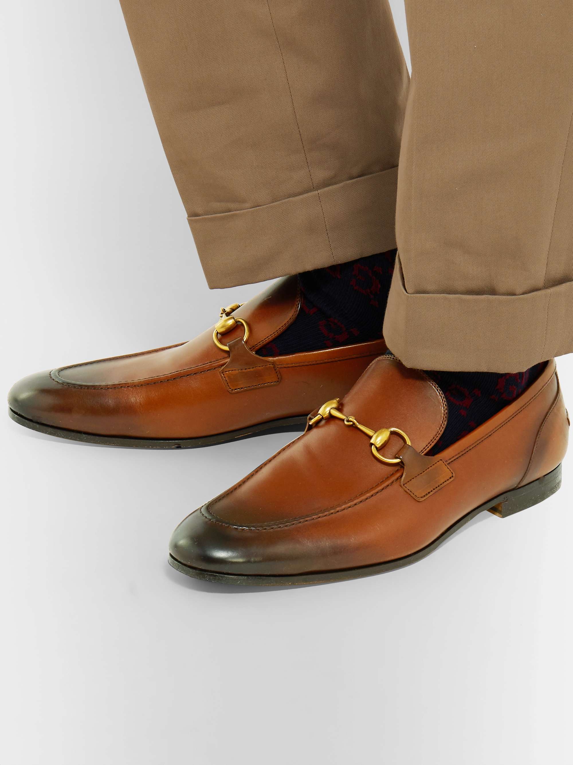 GUCCI Jordaan Horsebit Leather Loafers